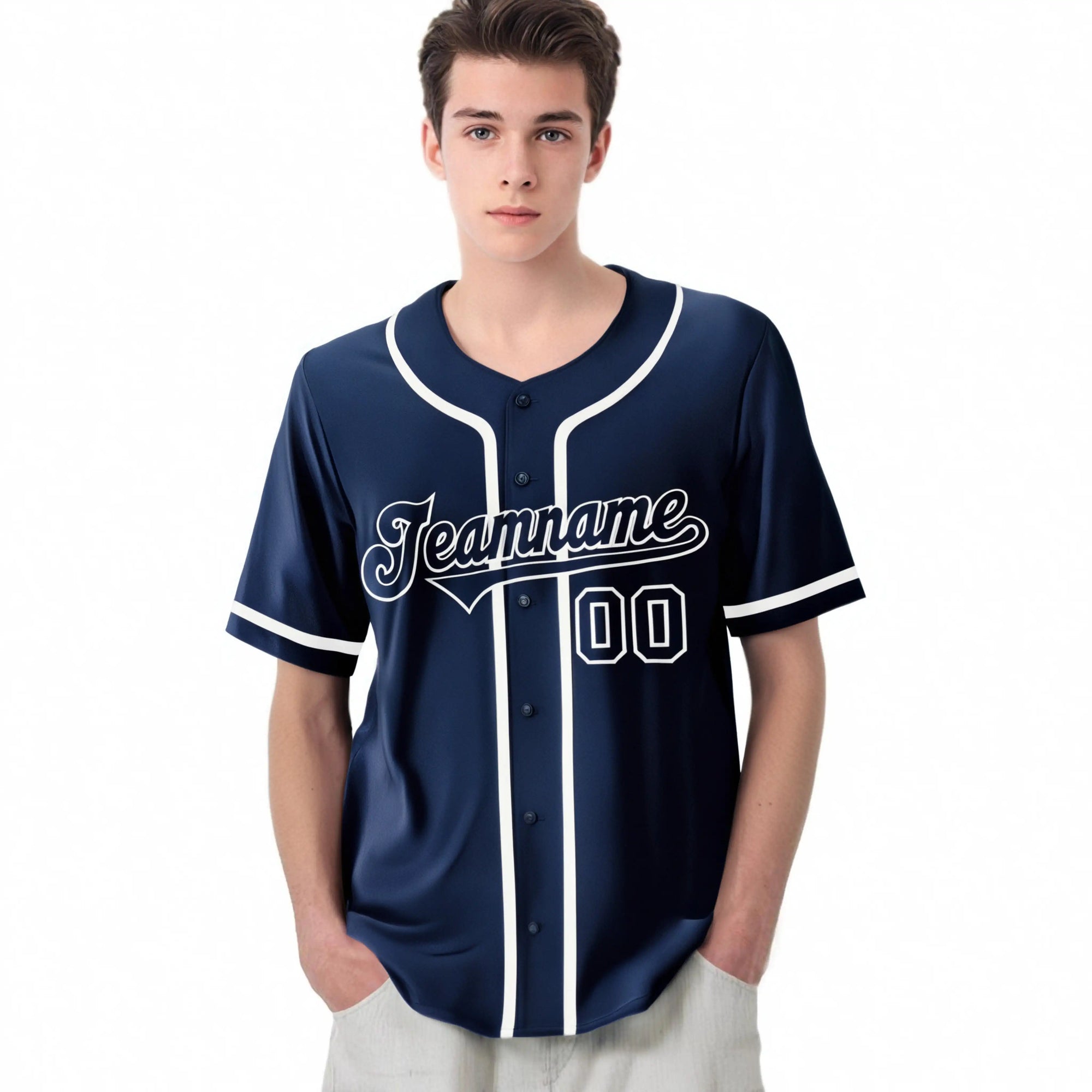 Custom Navy White Classic Style Authentic Baseball Jersey