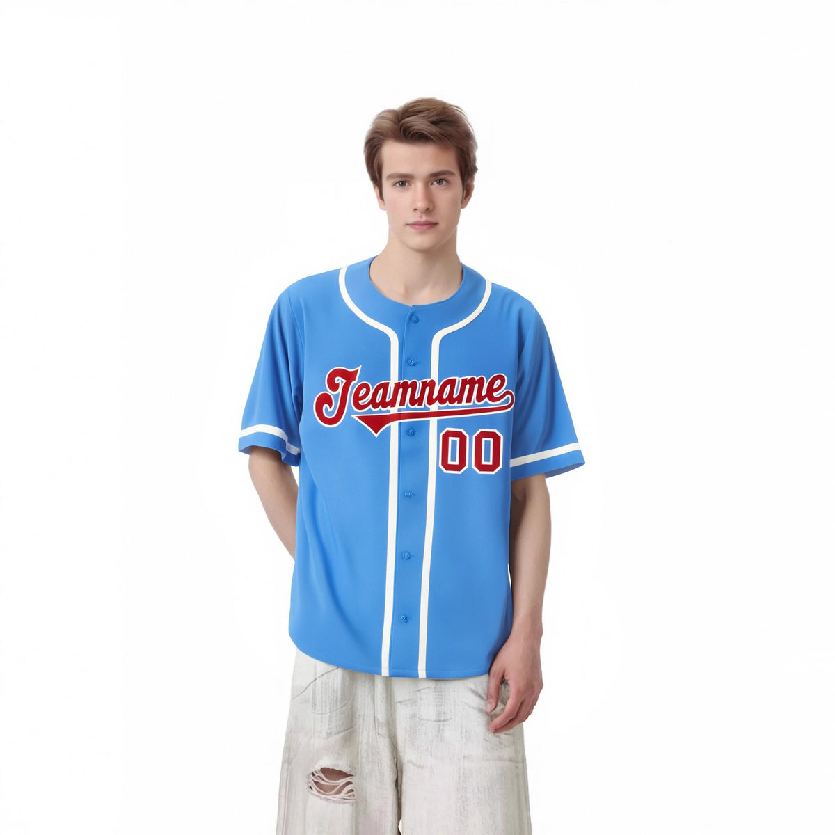 Custom Powder Blue White Classic Style Authentic Baseball Jersey