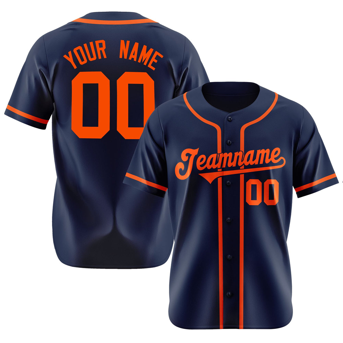 Custom Navy Orange Classic Style Authentic Baseball Jersey