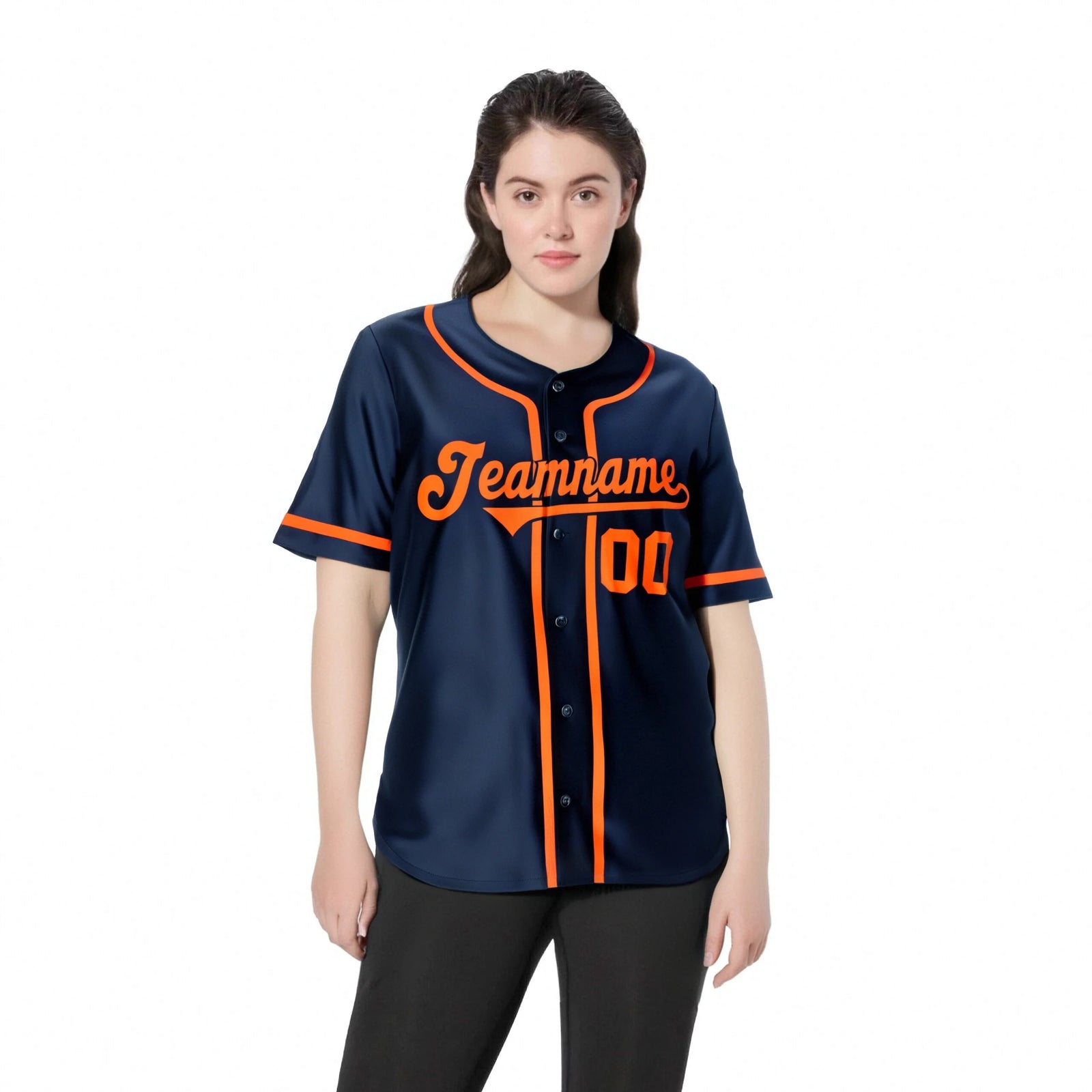 Custom Navy Orange Classic Style Authentic Baseball Jersey