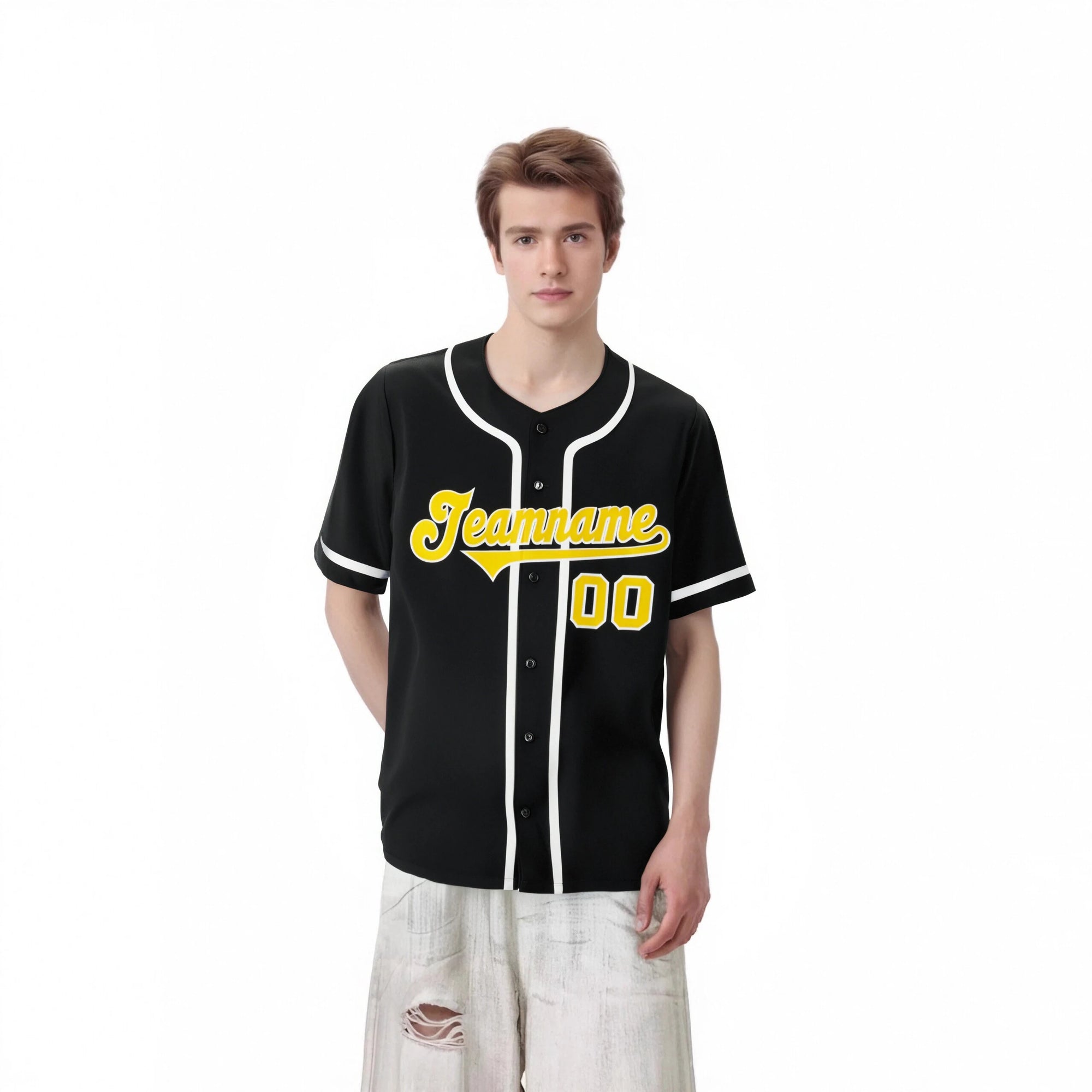 Custom Black White Classic Style Authentic Baseball Jersey