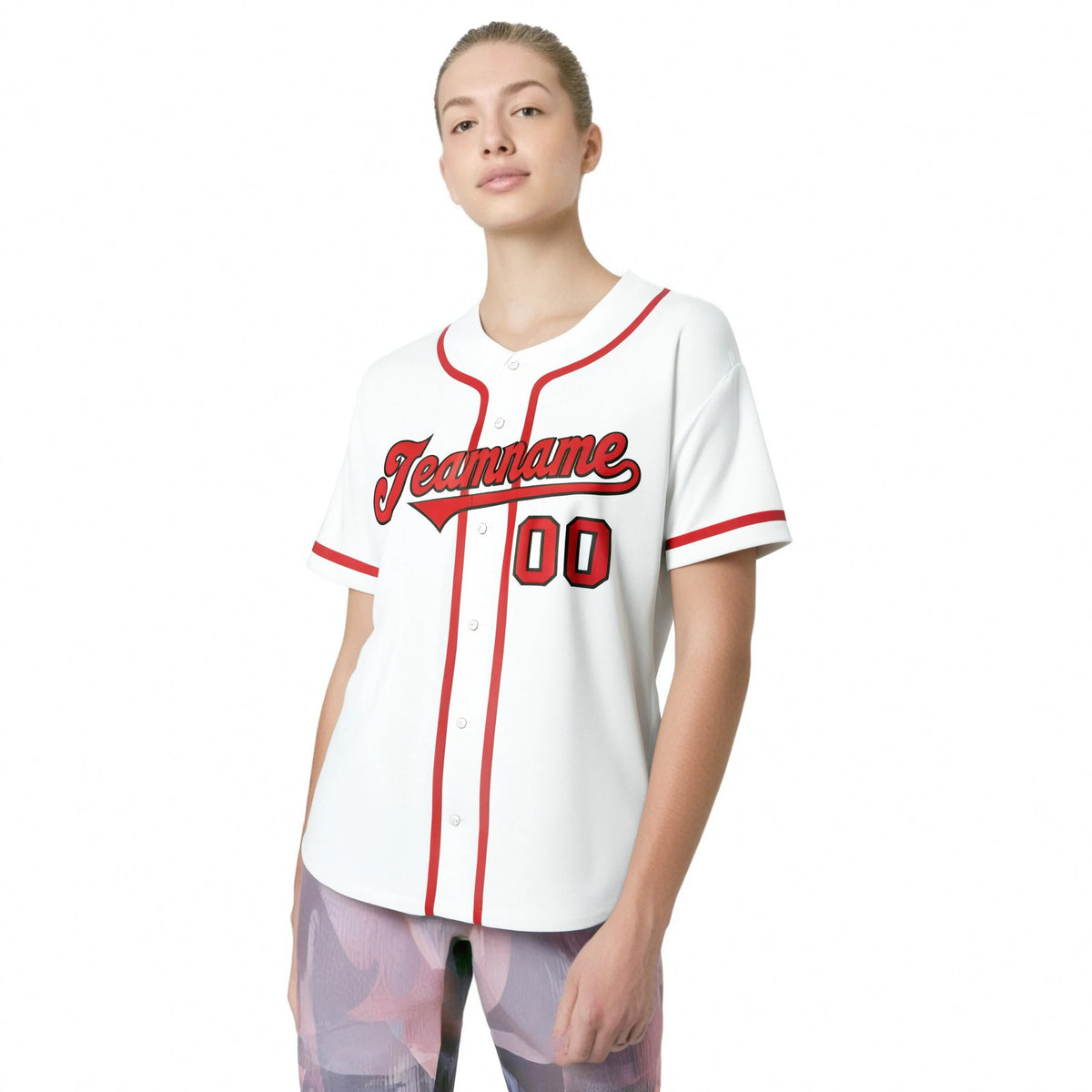 Custom White Red Classic Style Authentic Baseball Jersey