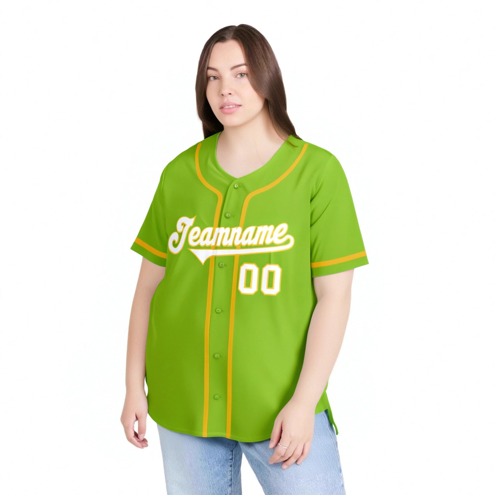 Custom Neon Green Gold-White Classic Style Authentic Baseball Jersey