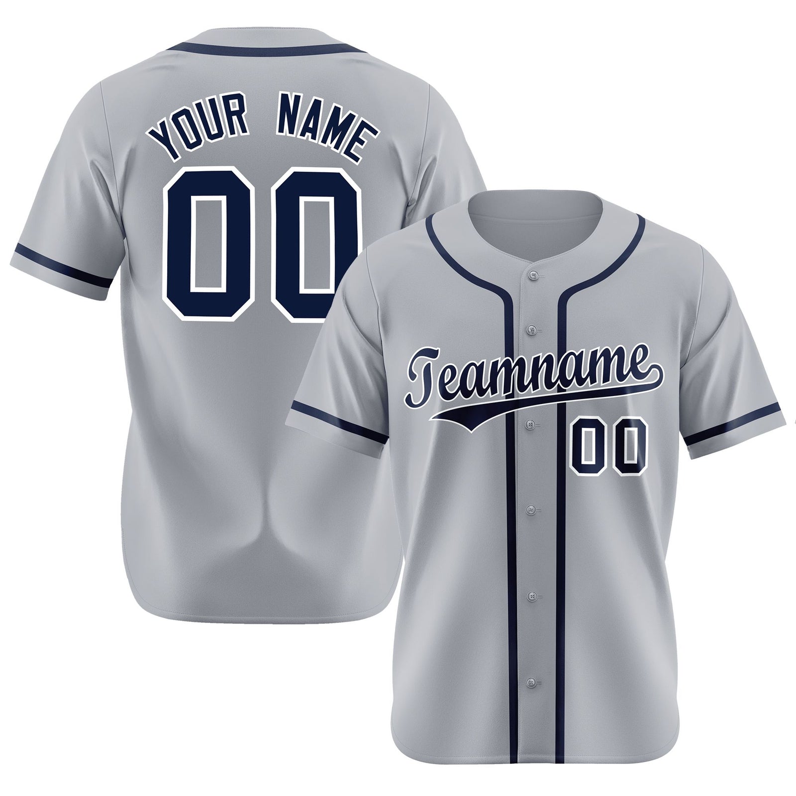 Custom Gray Navy Classic Style Authentic Baseball Jersey