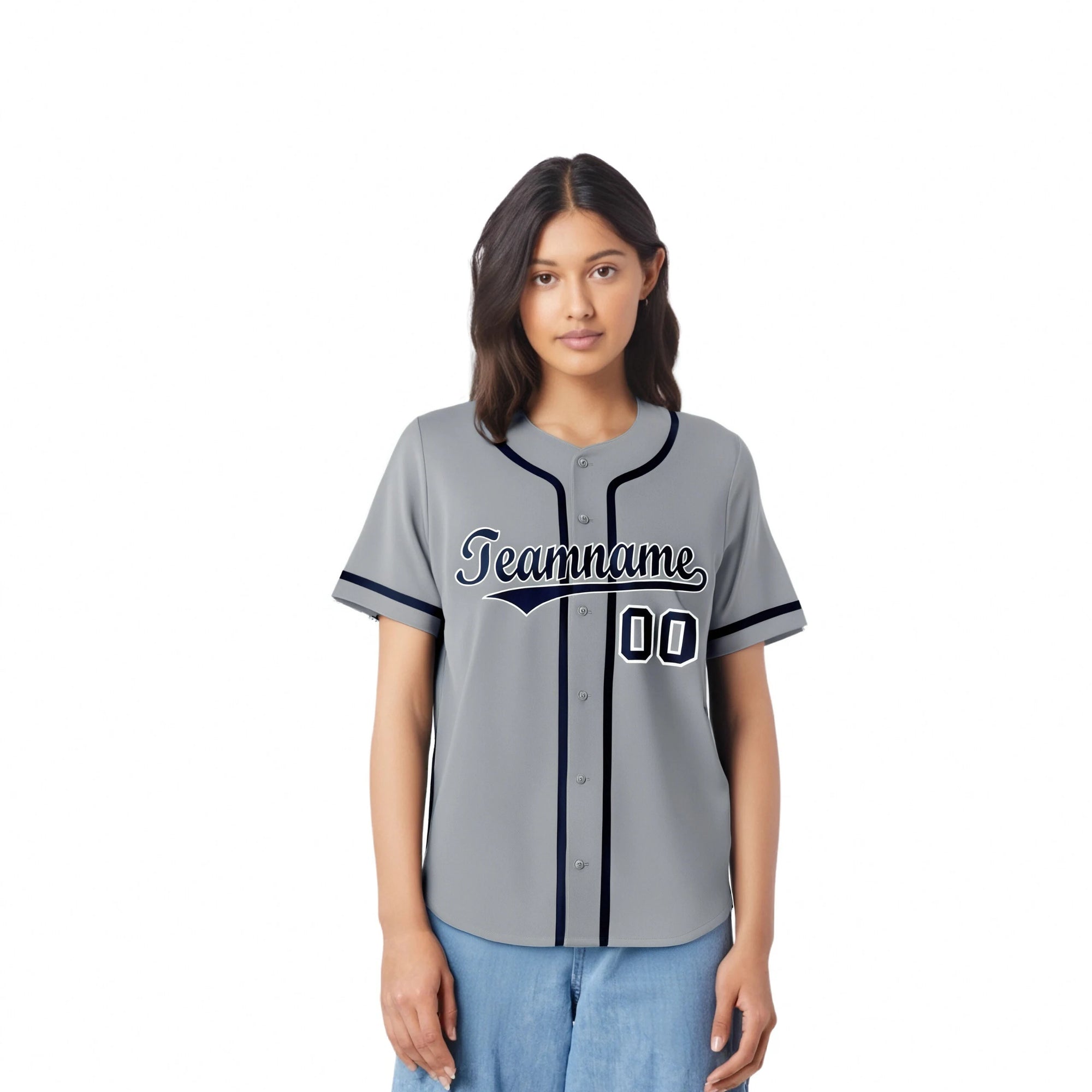 Custom Gray Navy Classic Style Authentic Baseball Jersey