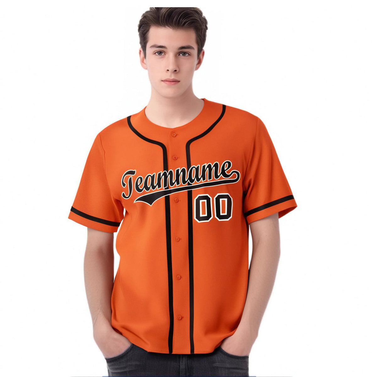 Custom Orange Black Classic Style Authentic Baseball Jersey