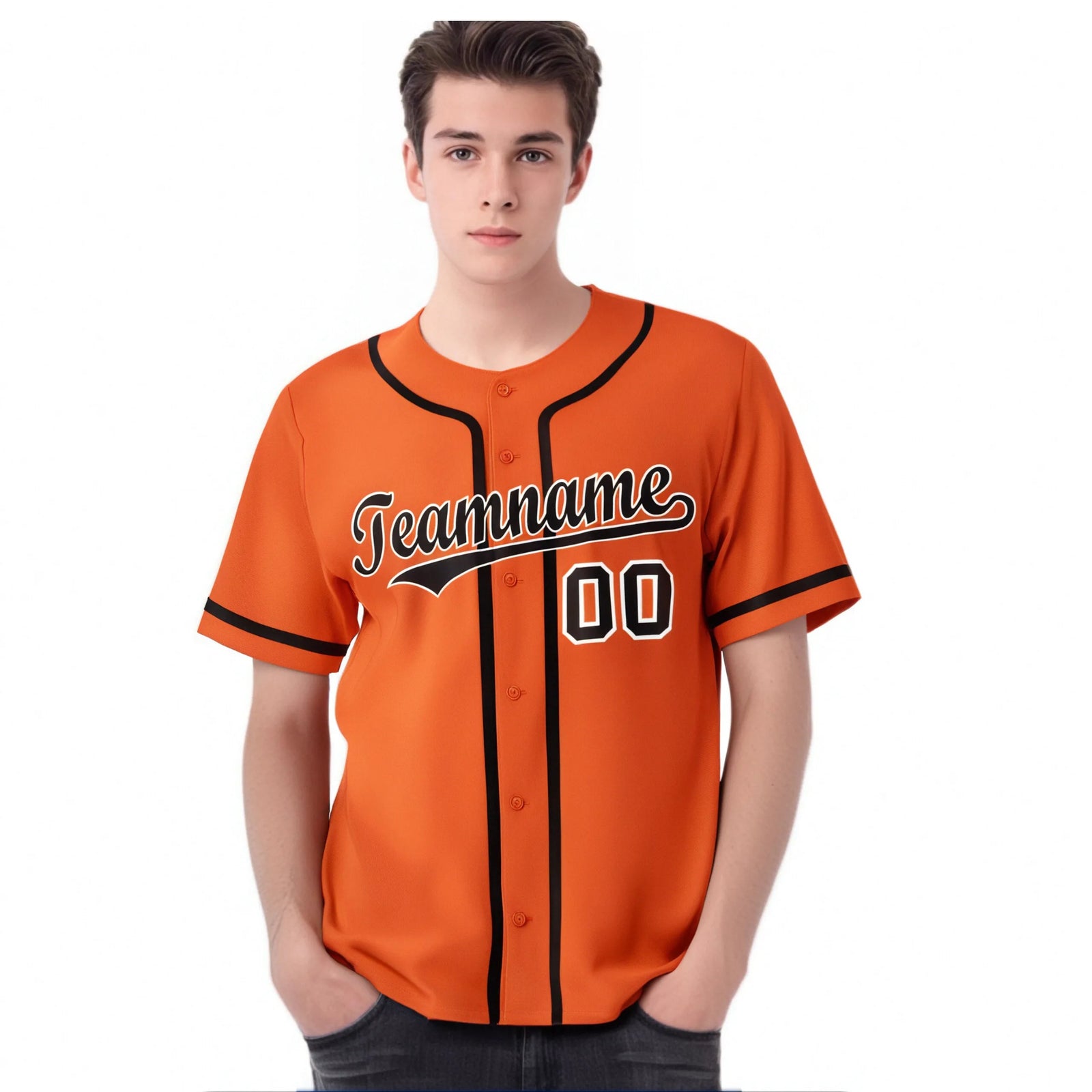 Custom Orange Black Classic Style Authentic Baseball Jersey