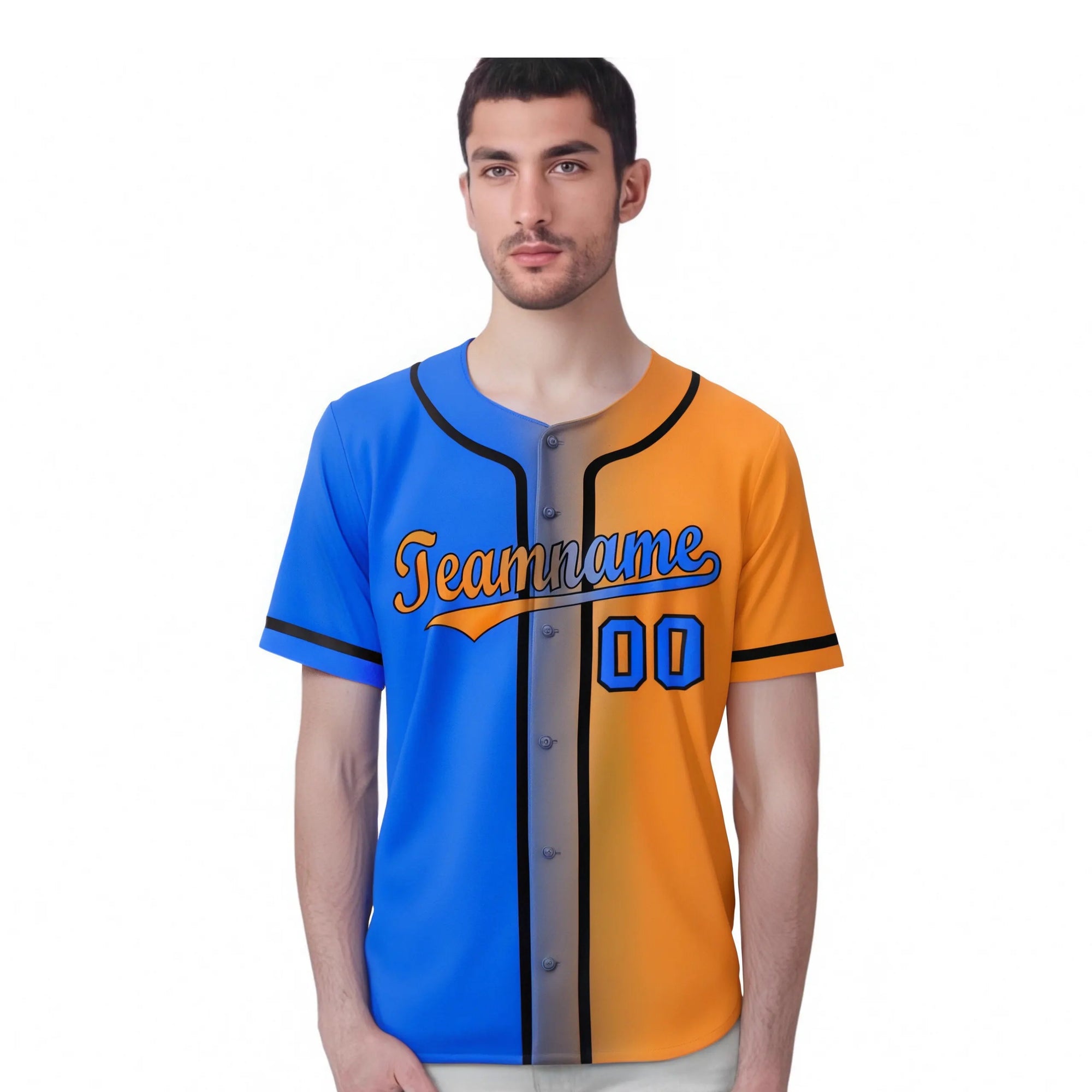 Custom Orange Blue Gradient Style Authentic Baseball Jersey