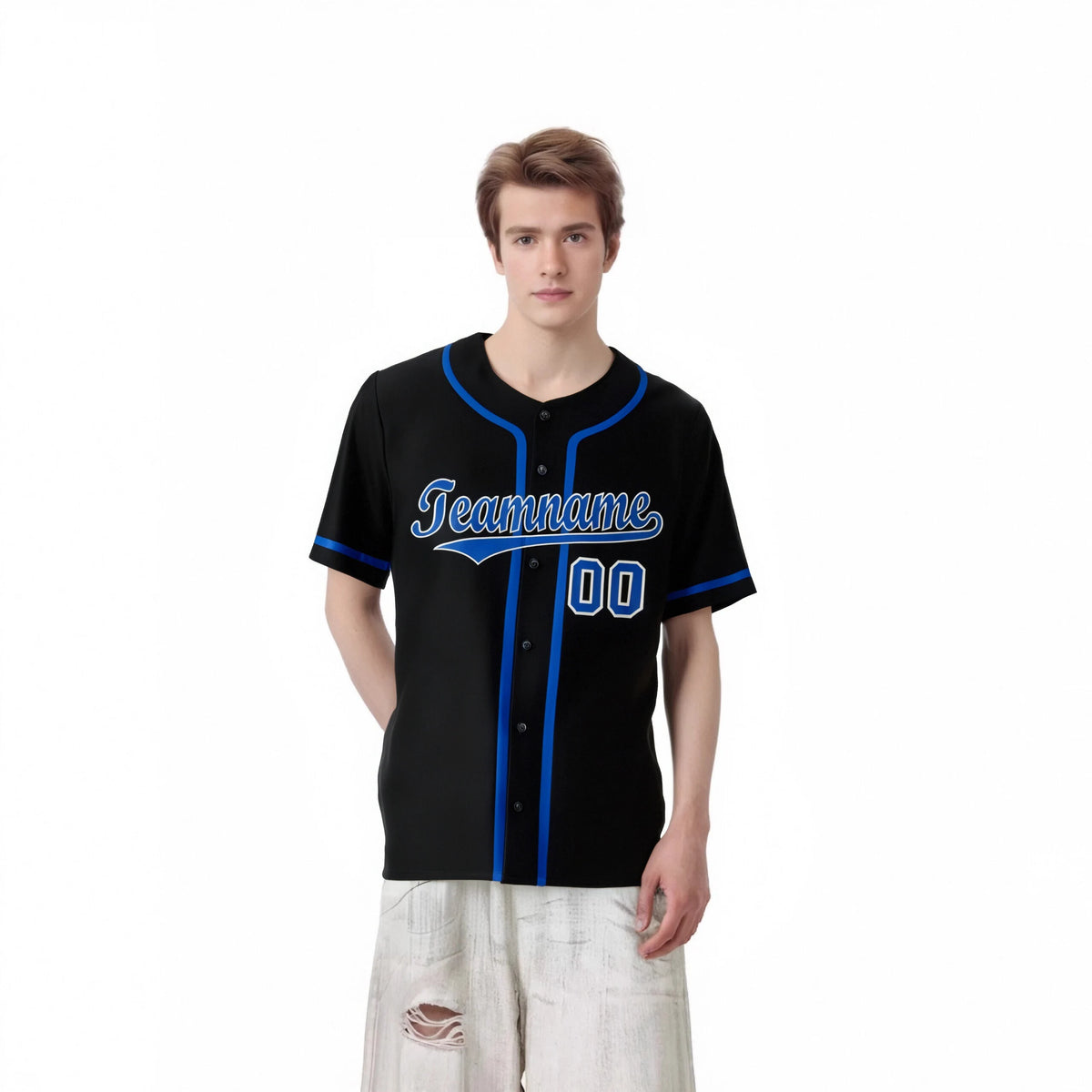 Custom Black Royal Blue Classic Style Authentic Baseball Jersey