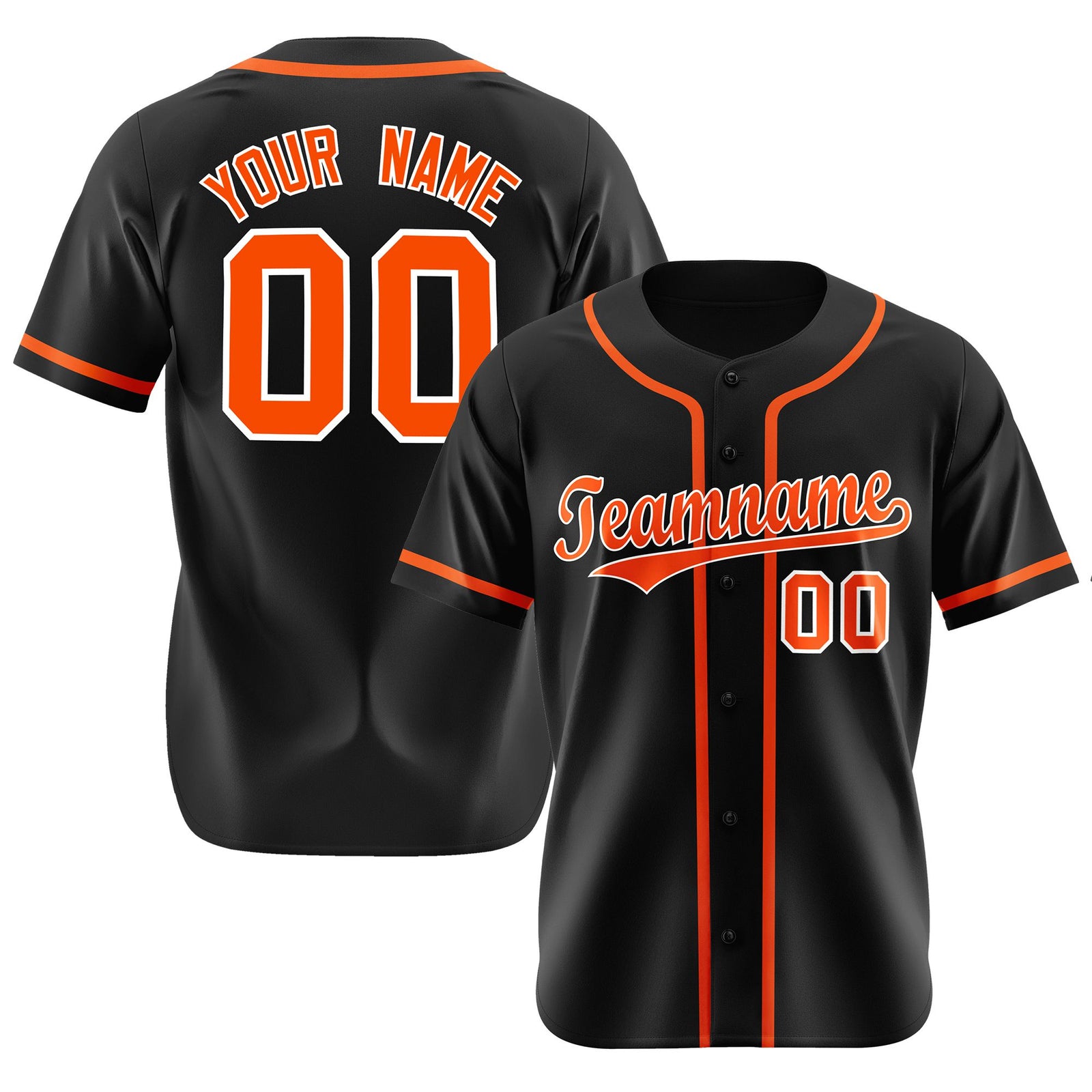 Custom Black Orange Classic Style Authentic Baseball Jersey