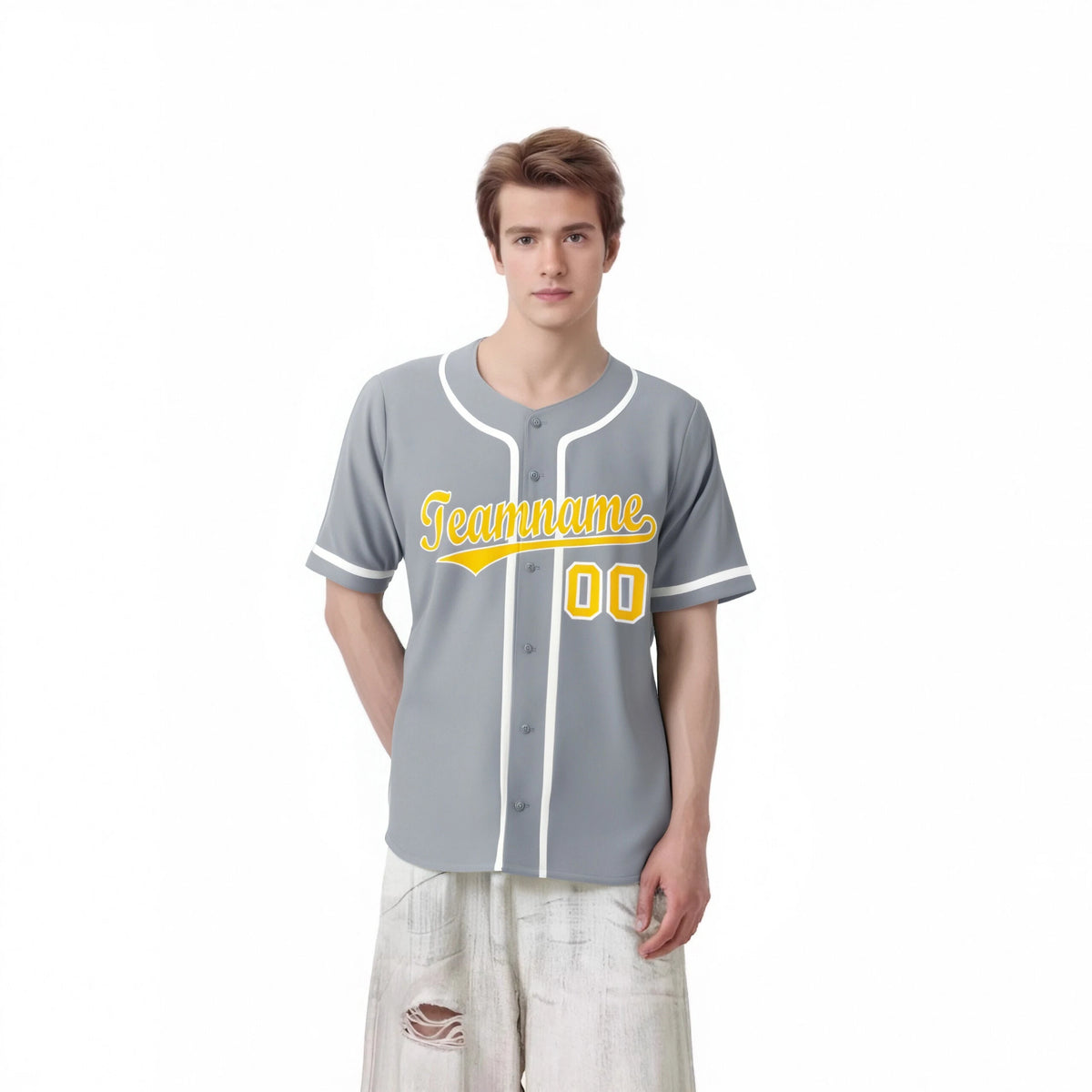 Custom Gray Glod White Classic Style Authentic Baseball Jersey