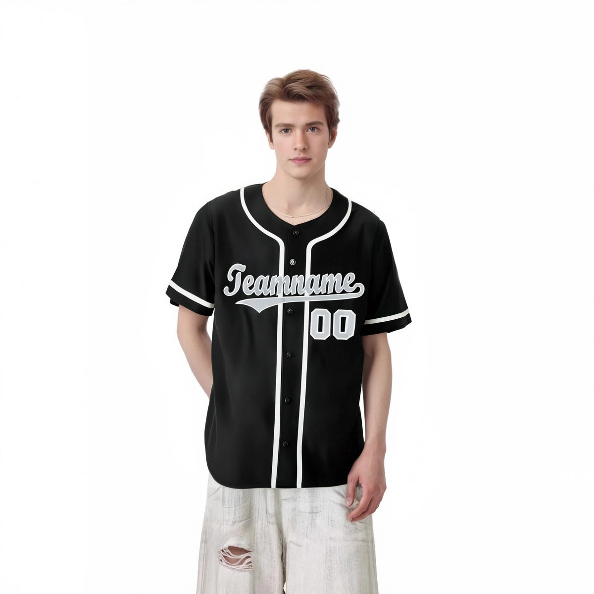 Custom Black Gray-White Classic Style Authentic Baseball Jersey