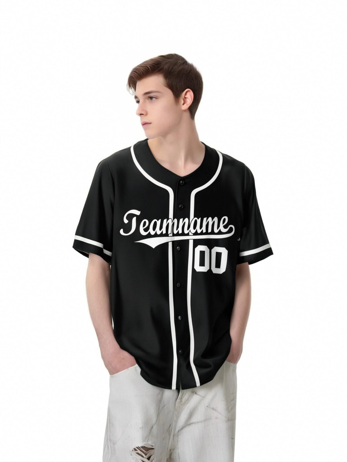 Custom Black White Classic Style Authentic Baseball Jersey