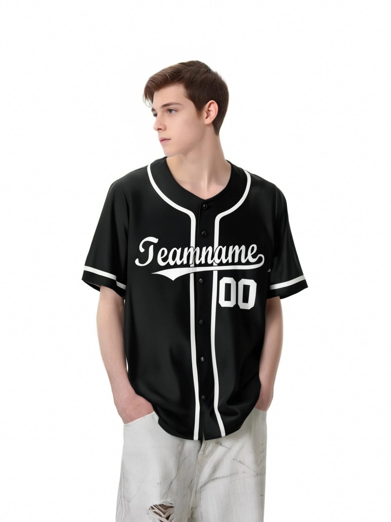 Custom Black White Classic Style Authentic Baseball Jersey