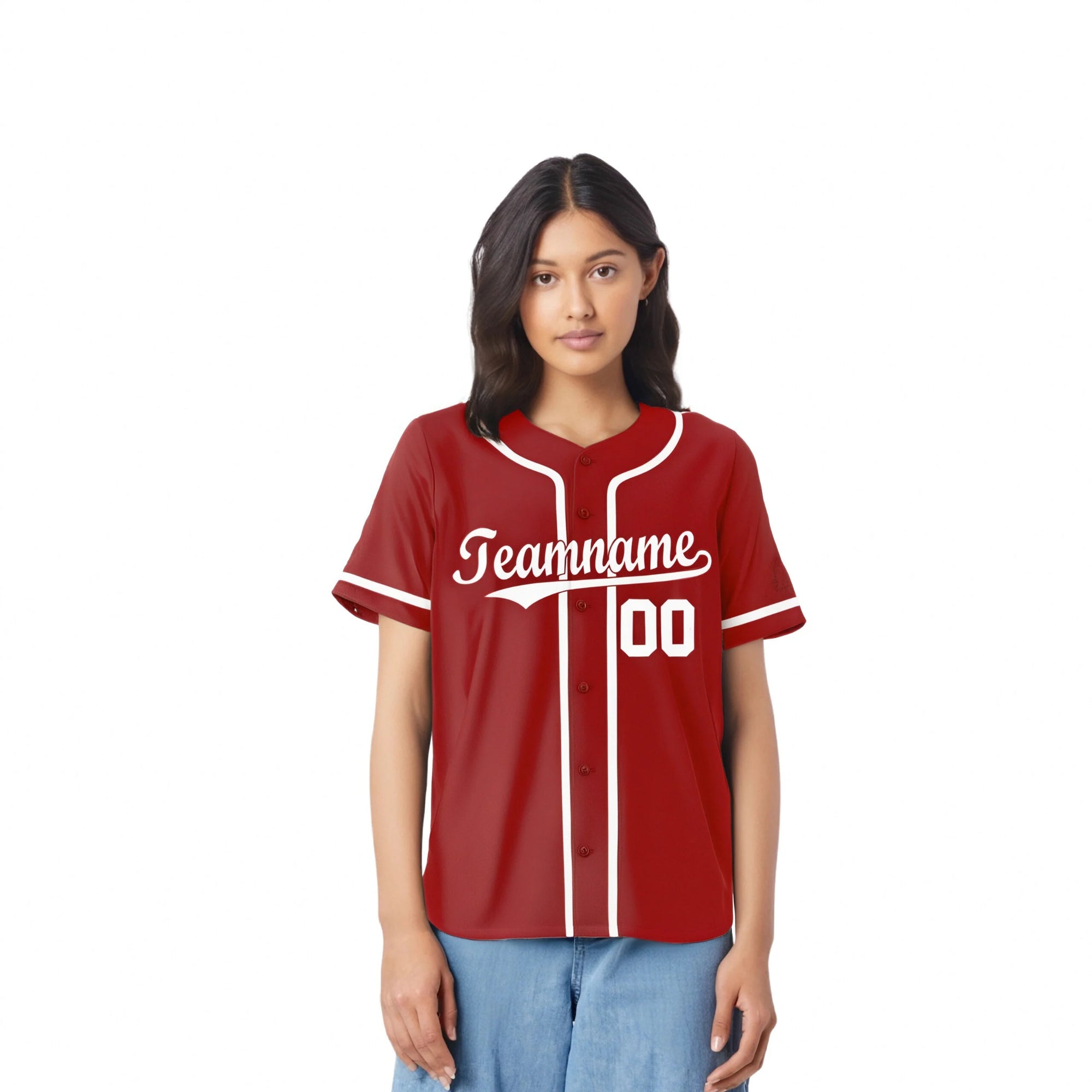 Custom Red White Classic Style Authentic Baseball Jersey