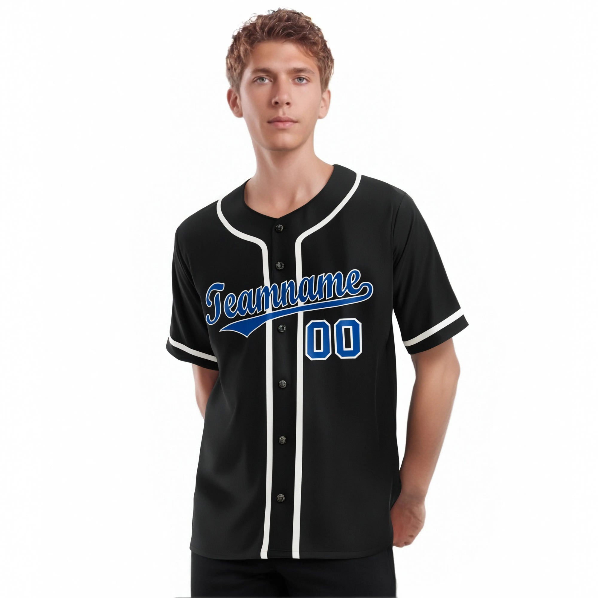 Custom Black Royal Blue-White Classic Style Authentic Baseball Jersey