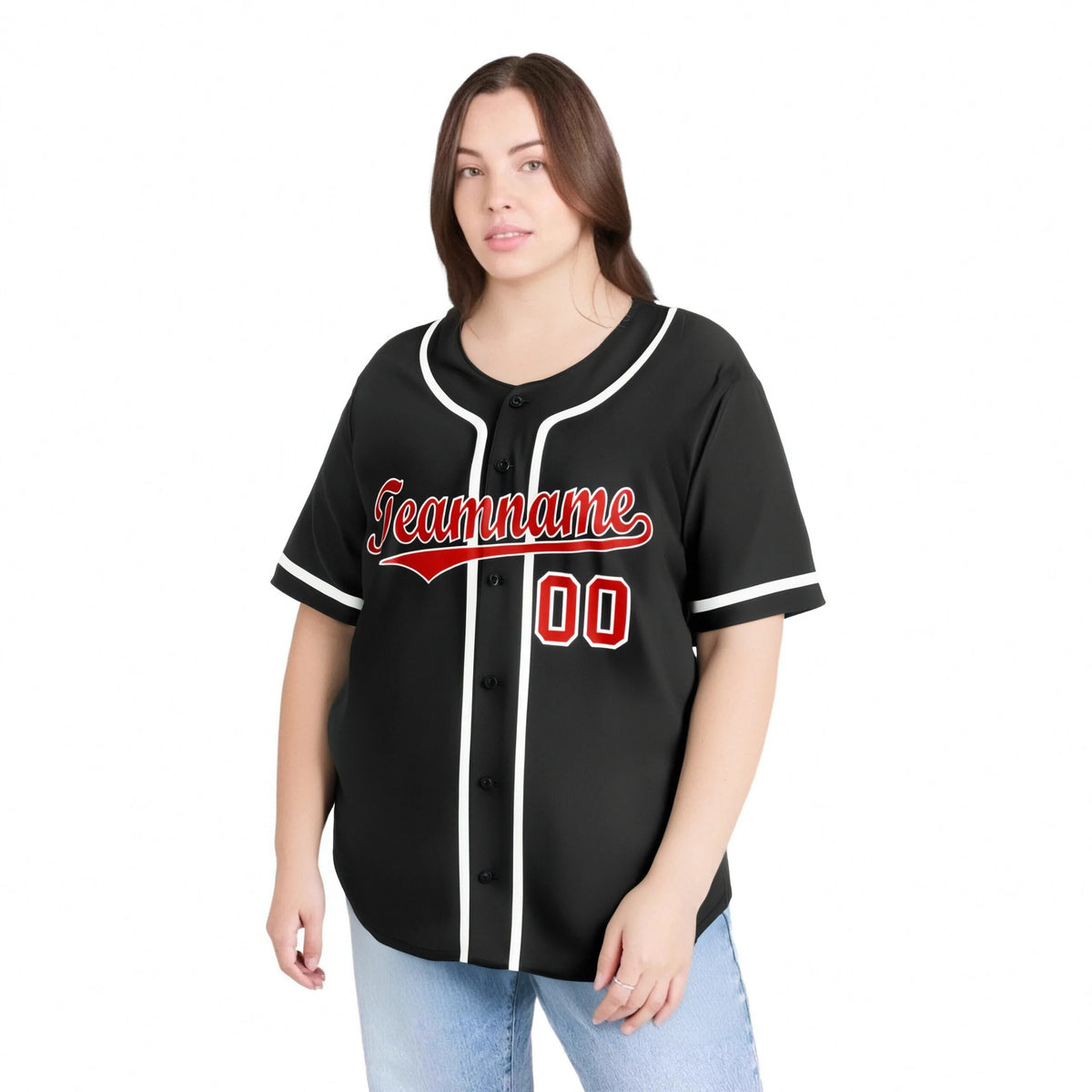 Custom Black Red-White Classic Style Authentic Baseball Jersey