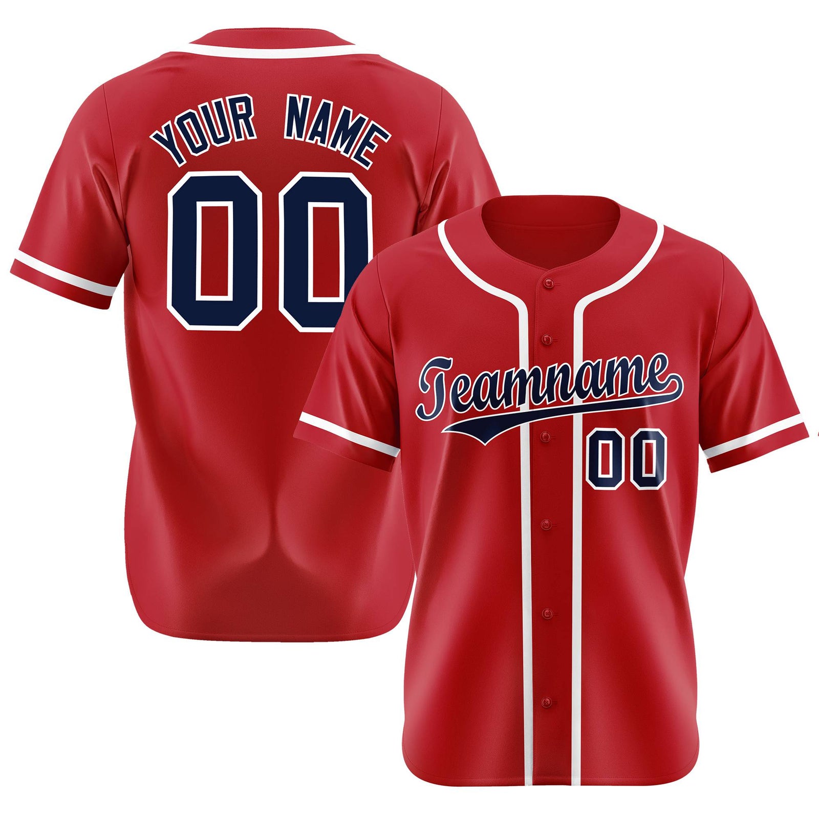 Custom Red Navy-White Classic Style Authentic Baseball Jersey