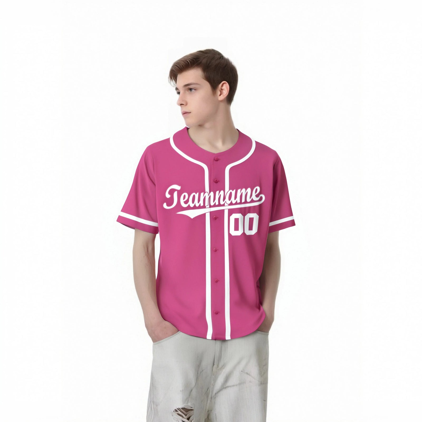 Custom Pink White Classic Style Authentic Baseball Jersey