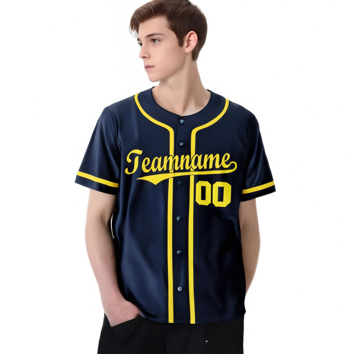 Custom Navy Gold Classic Style Authentic Baseball Jersey