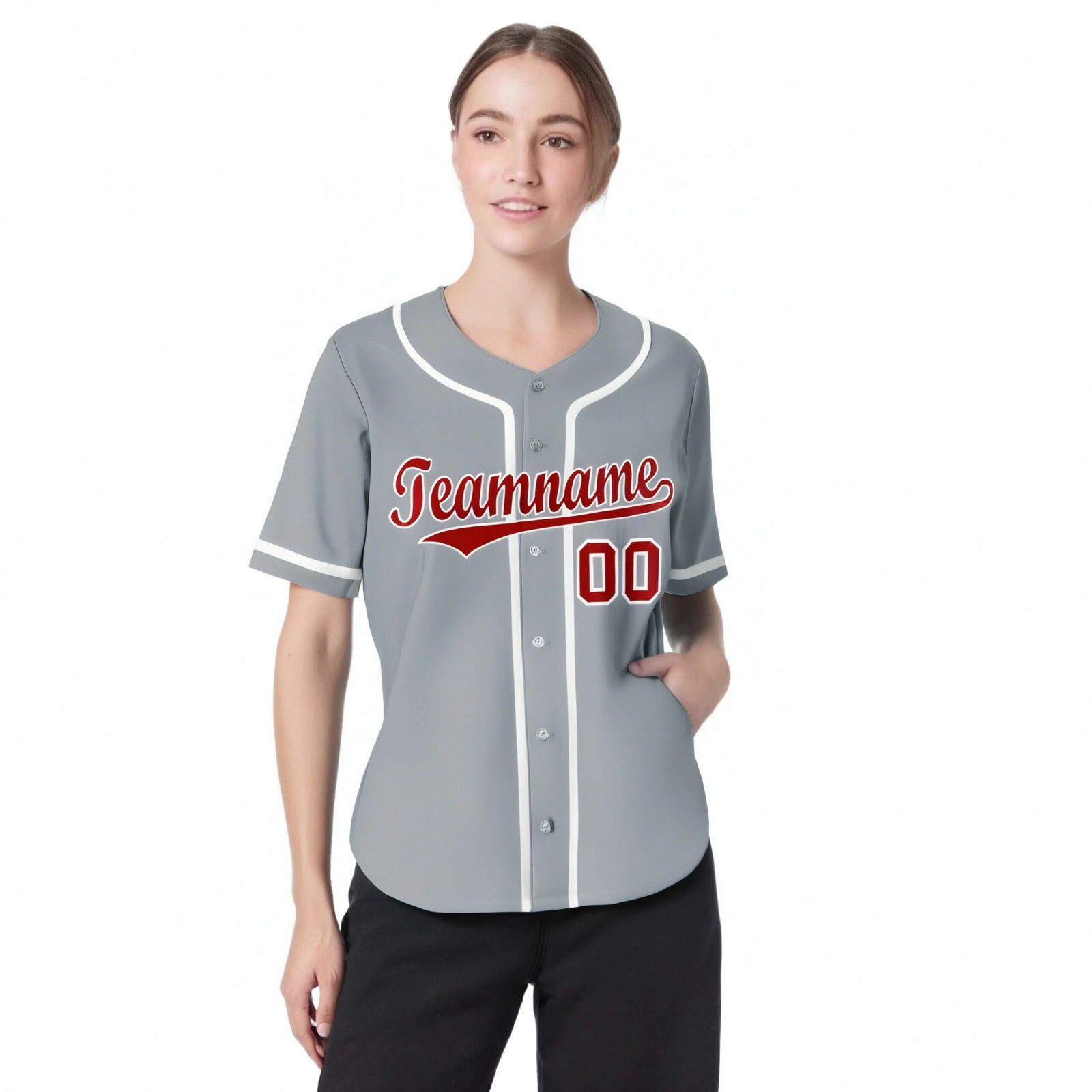 Custom Gray Red-White Classic Style Authentic Baseball Jersey