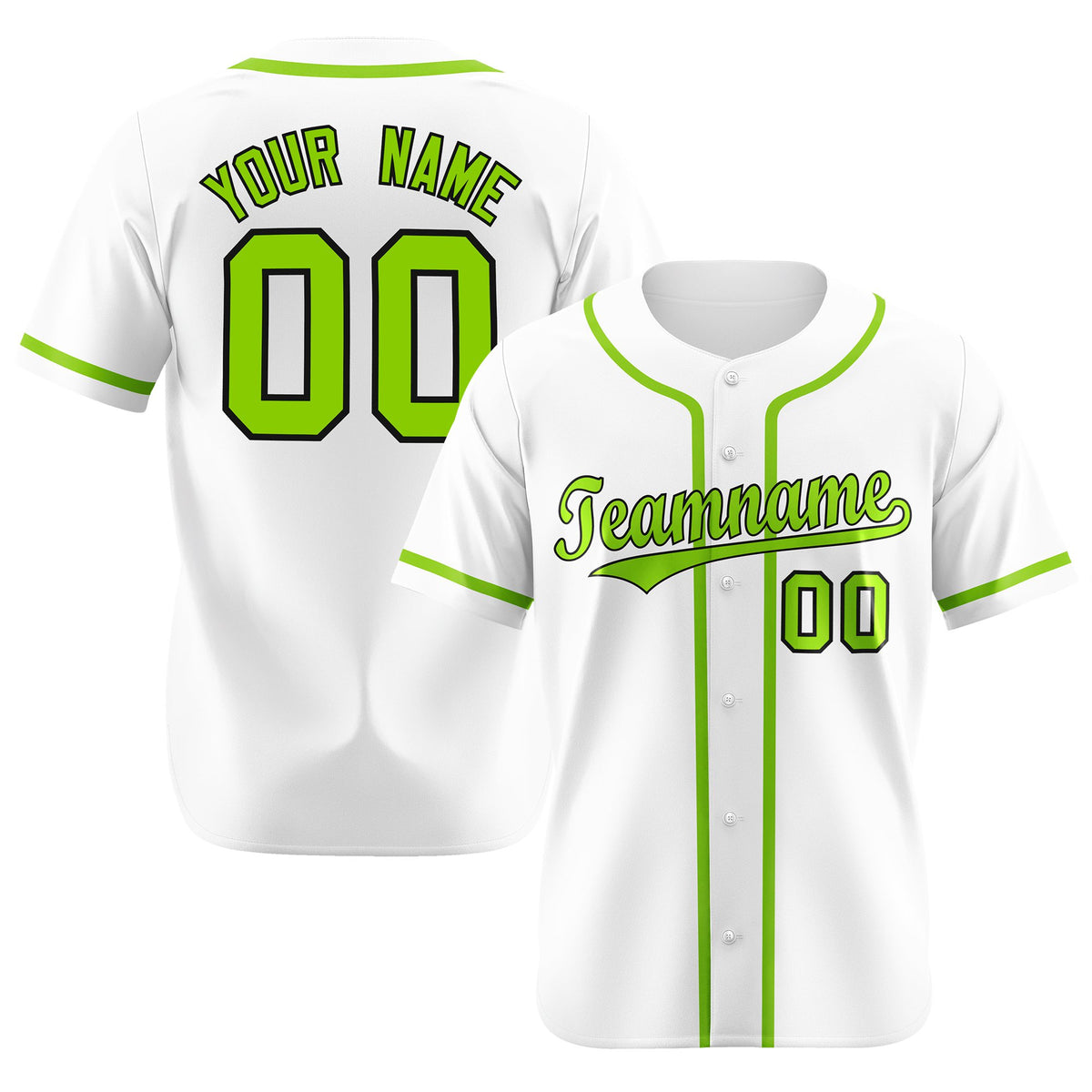 Custom White Neon Green Classic Style Authentic Baseball Jersey