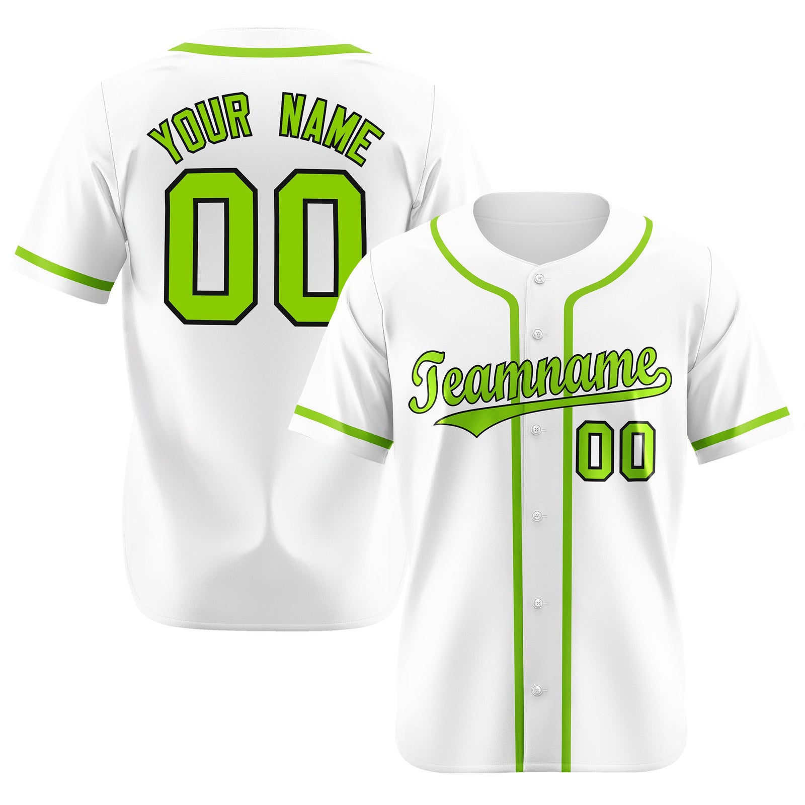 Custom White Neon Green Classic Style Authentic Baseball Jersey