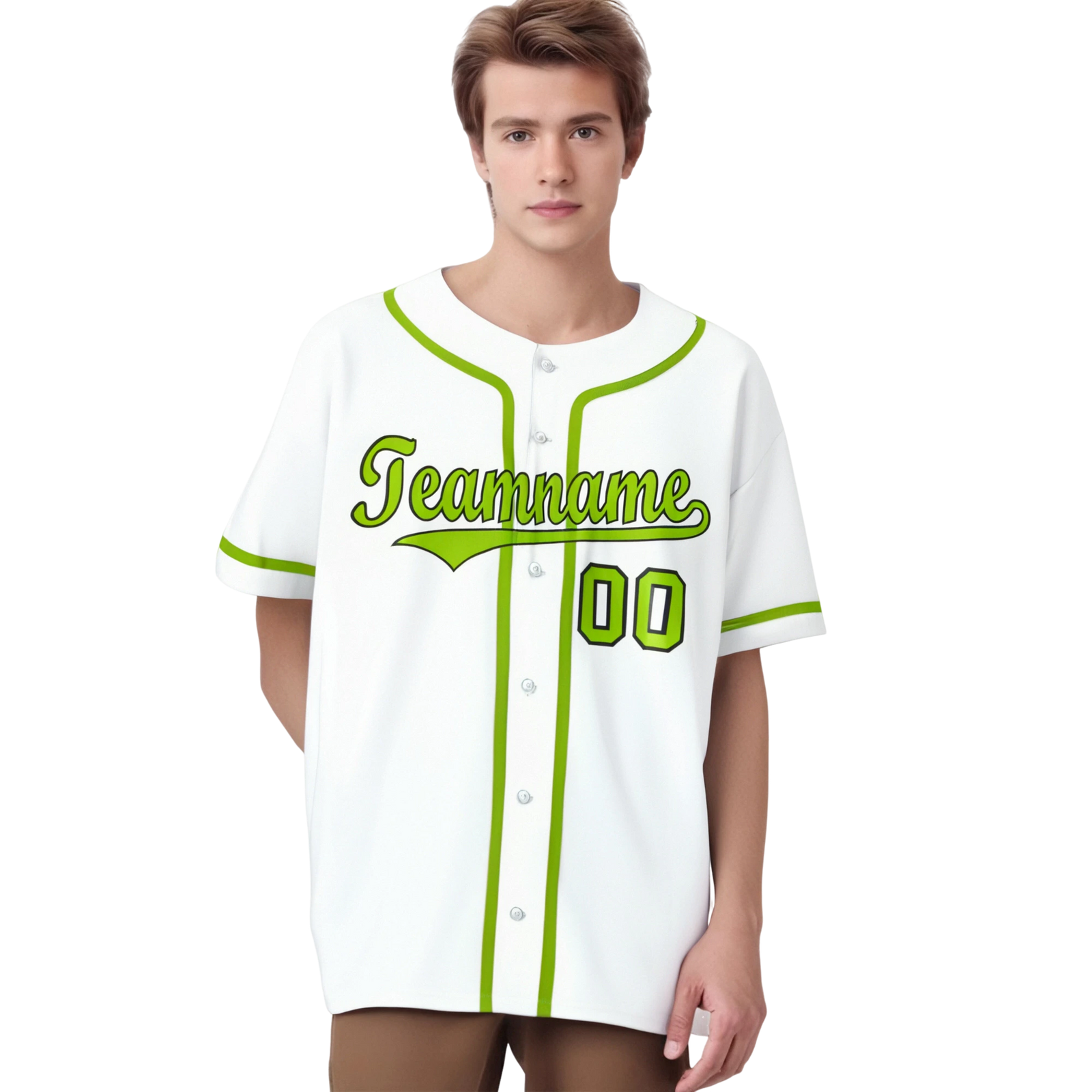 Custom White Neon Green Classic Style Authentic Baseball Jersey
