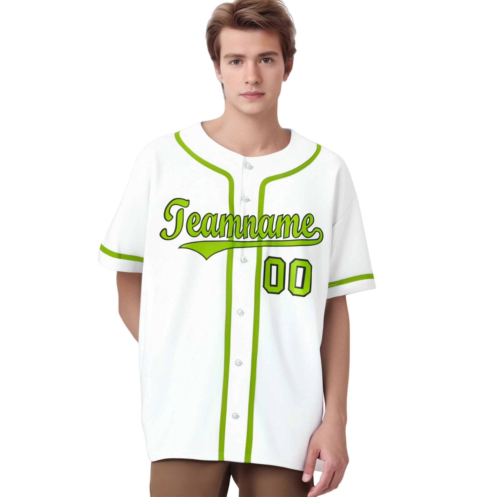 Custom White Neon Green Classic Style Authentic Baseball Jersey