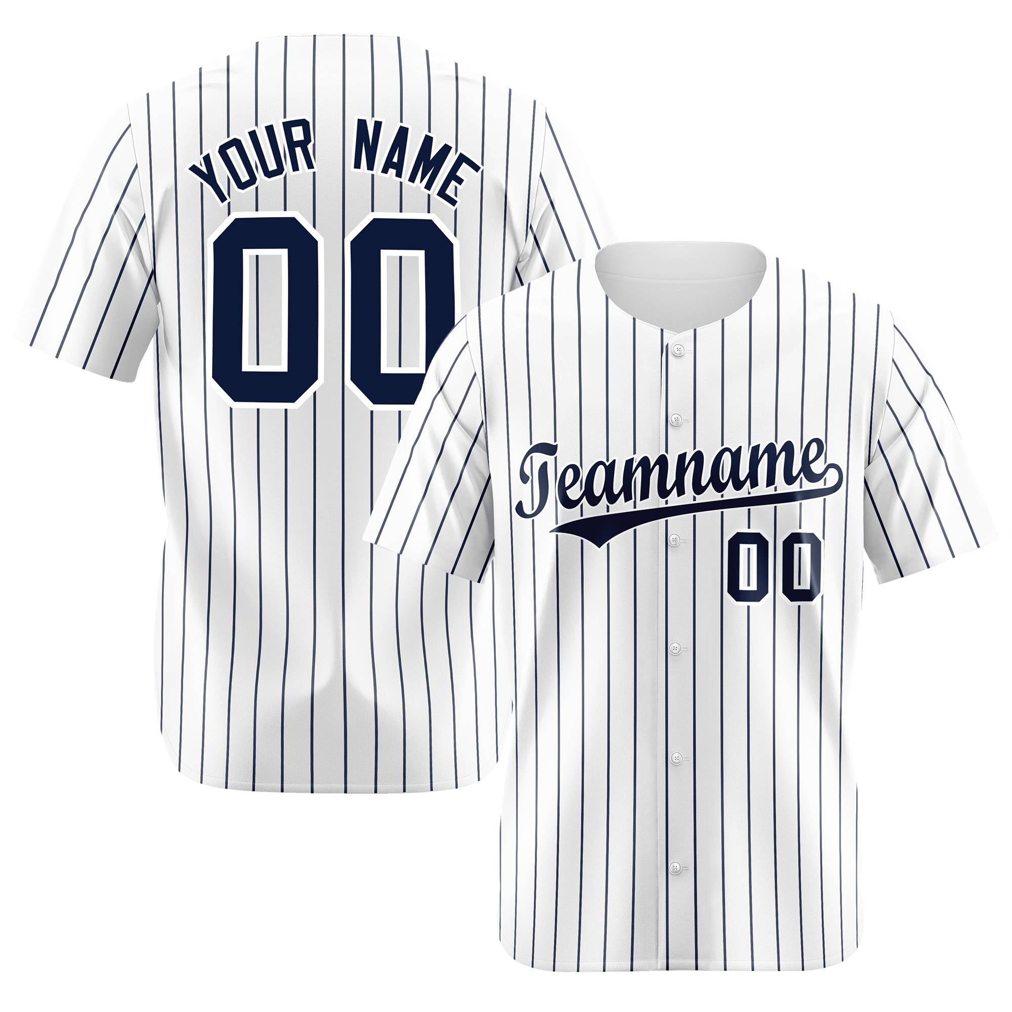 Custom White Navy Pinstripe Authentic Baseball Jersey