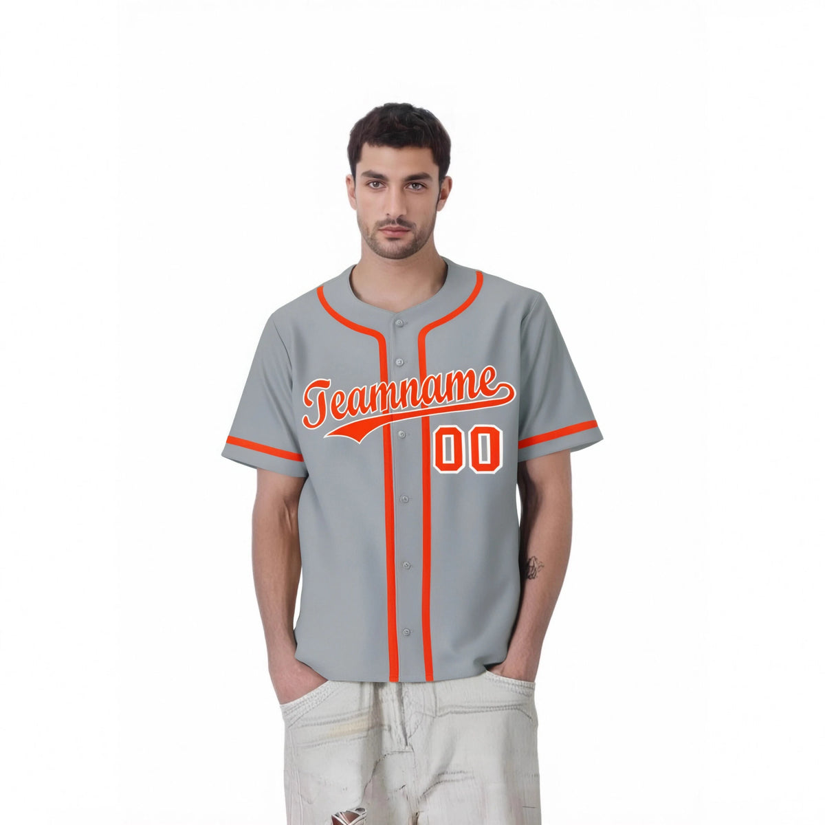 Custom Gray Orange Classic Style Authentic Baseball Jersey