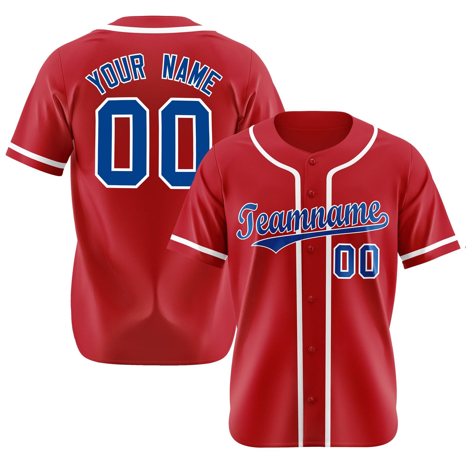 Custom Red Royal Blue-White Classic Style Authentic Baseball Jersey