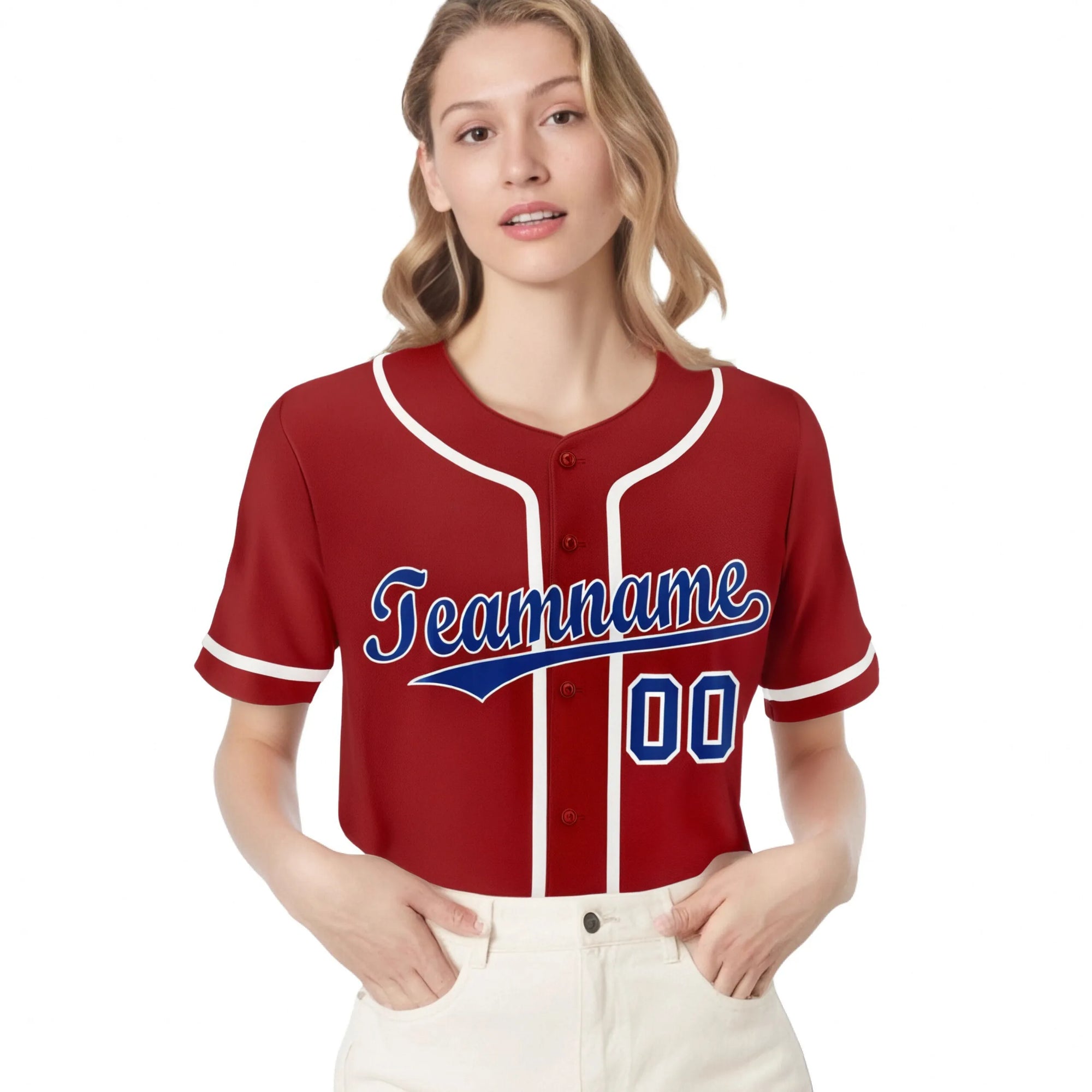 Custom Red Royal Blue-White Classic Style Authentic Baseball Jersey