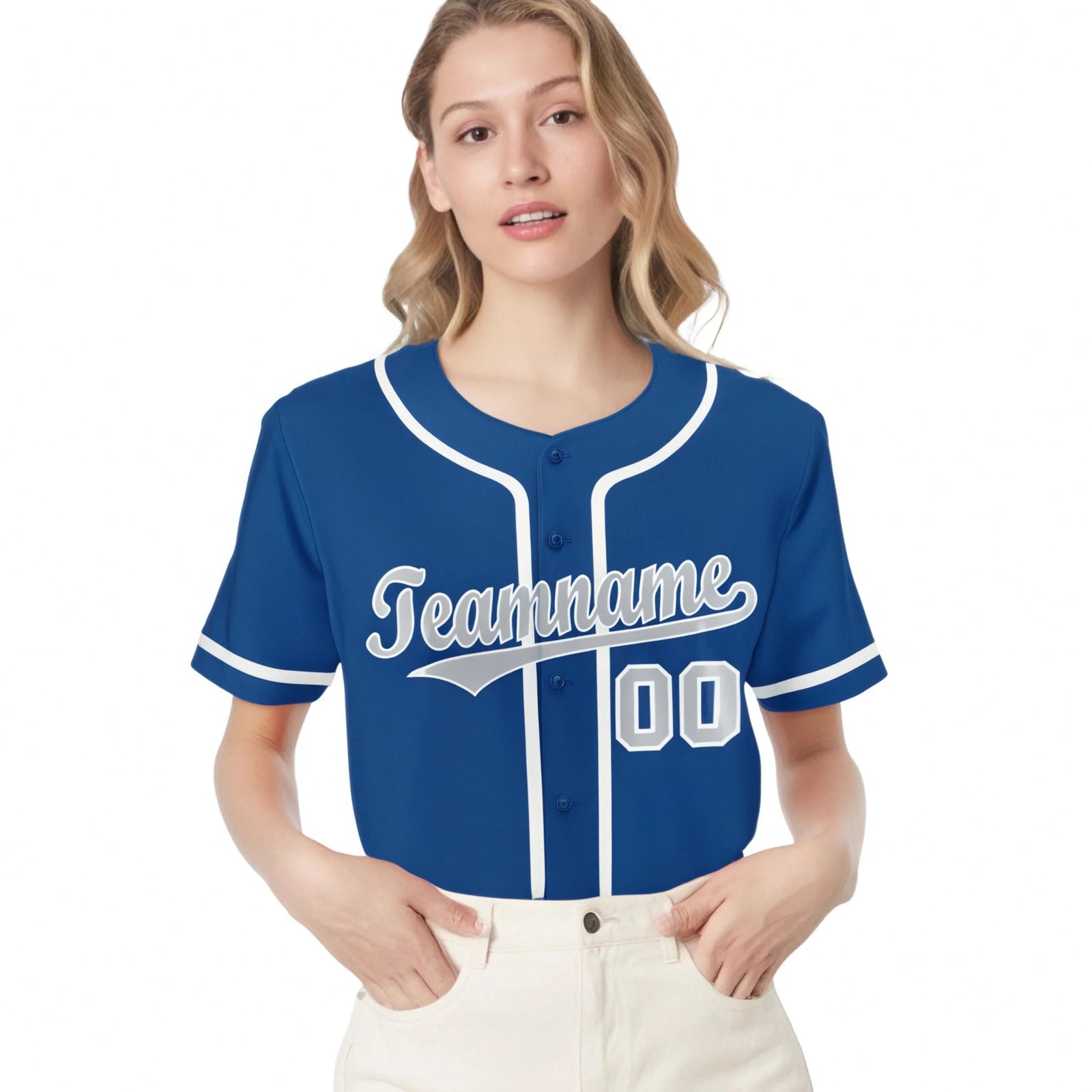 Custom Blue Gray-White Classic Style Authentic Baseball Jersey