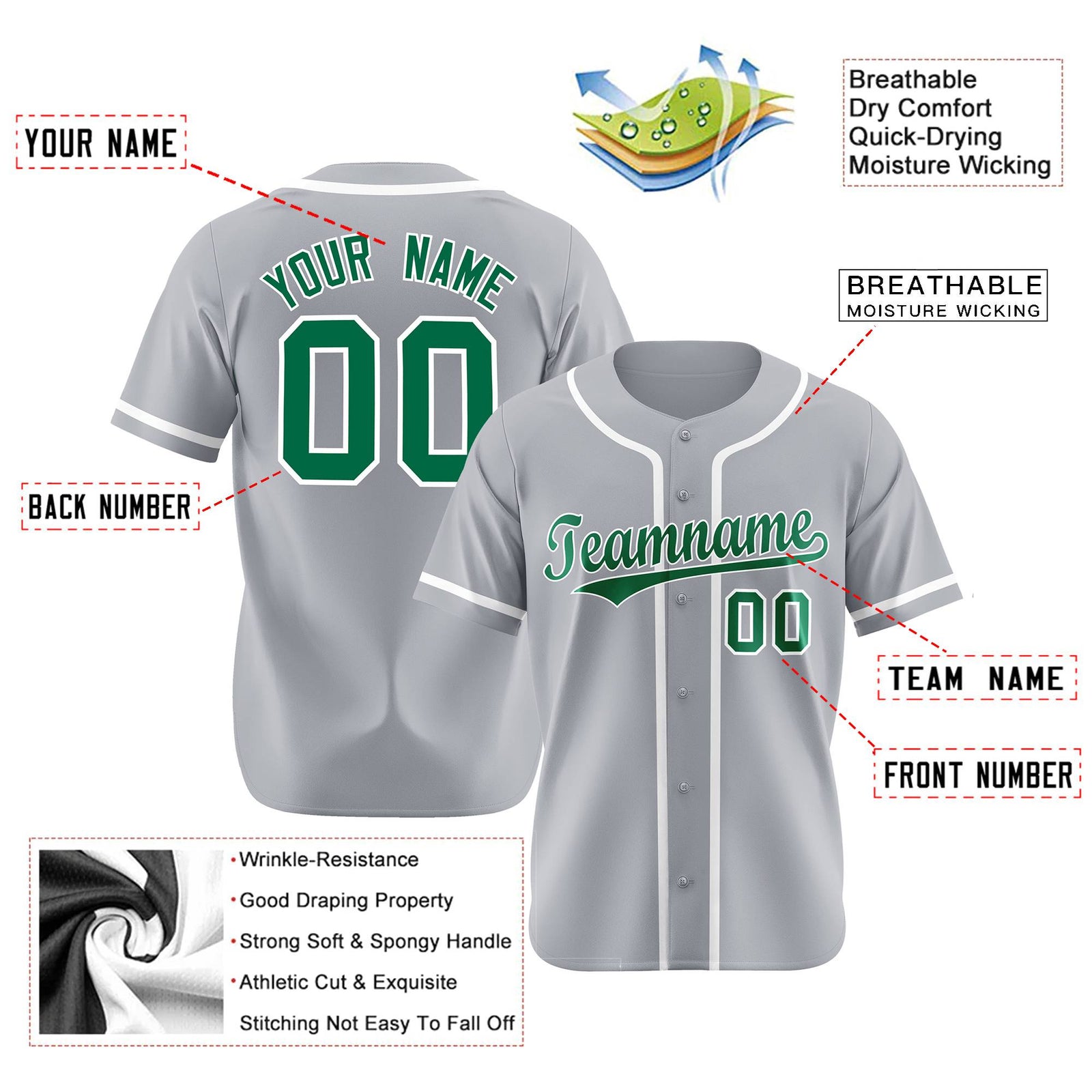 Custom Gray White Classic Style Authentic Baseball Jersey