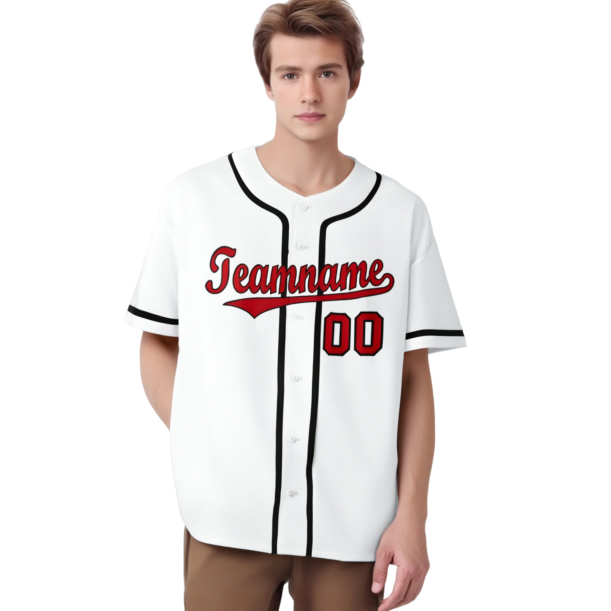 Custom White Red-Black Classic Style Authentic Baseball Jersey