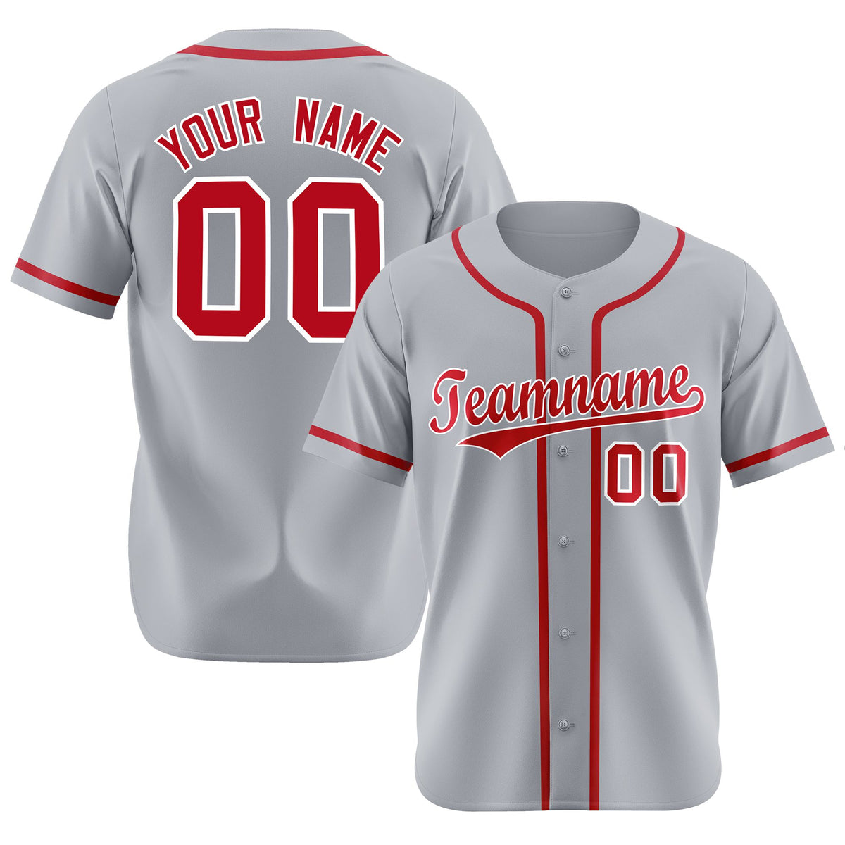 Custom Gray Red-White Classic Style Authentic Baseball Jersey