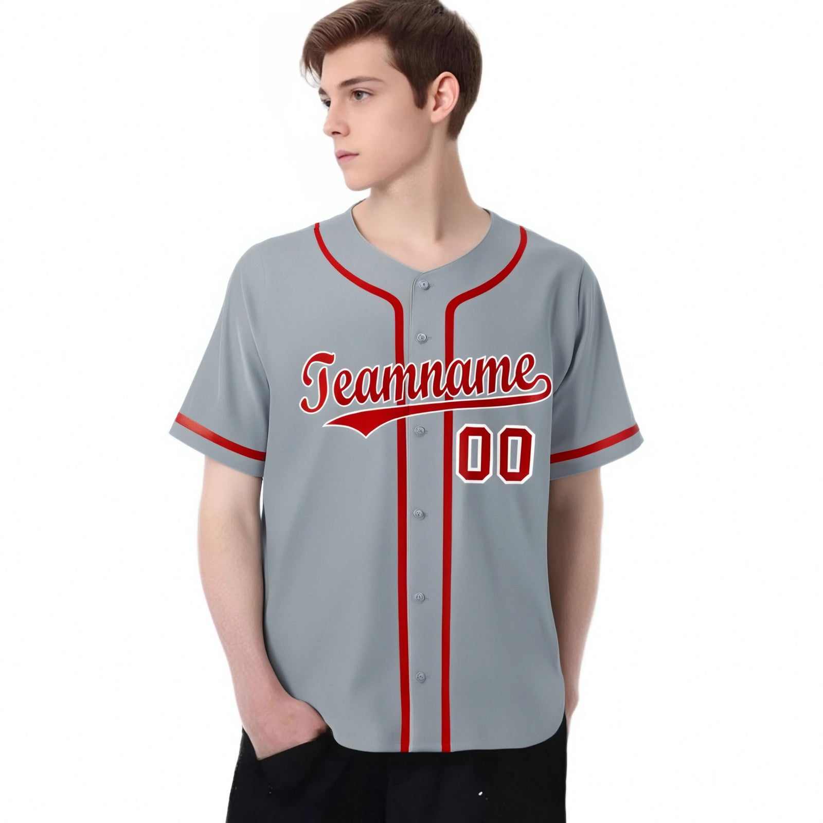 Custom Gray Red-White Classic Style Authentic Baseball Jersey