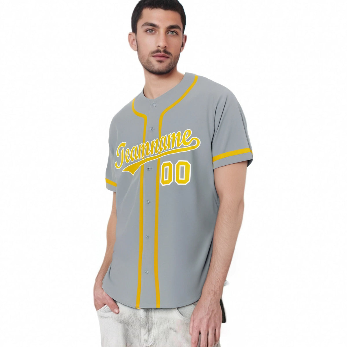 Custom Gray Gold-White Classic Style Authentic Baseball Jersey