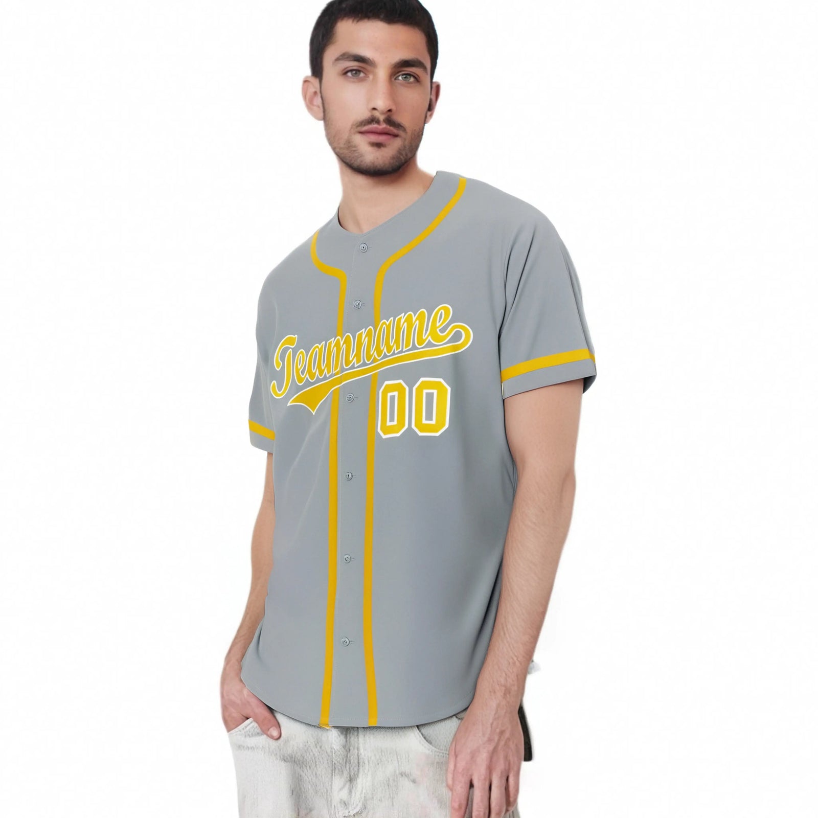 Custom Gray Gold-White Classic Style Authentic Baseball Jersey
