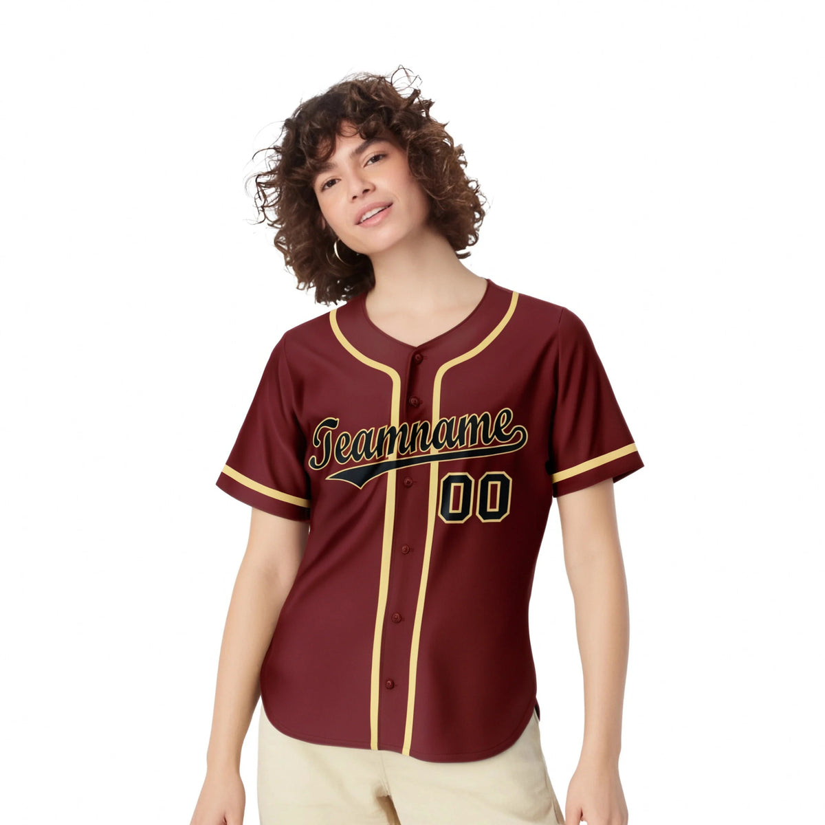 Custom Crimson khaki-Black Classic Style Authentic Baseball Jersey