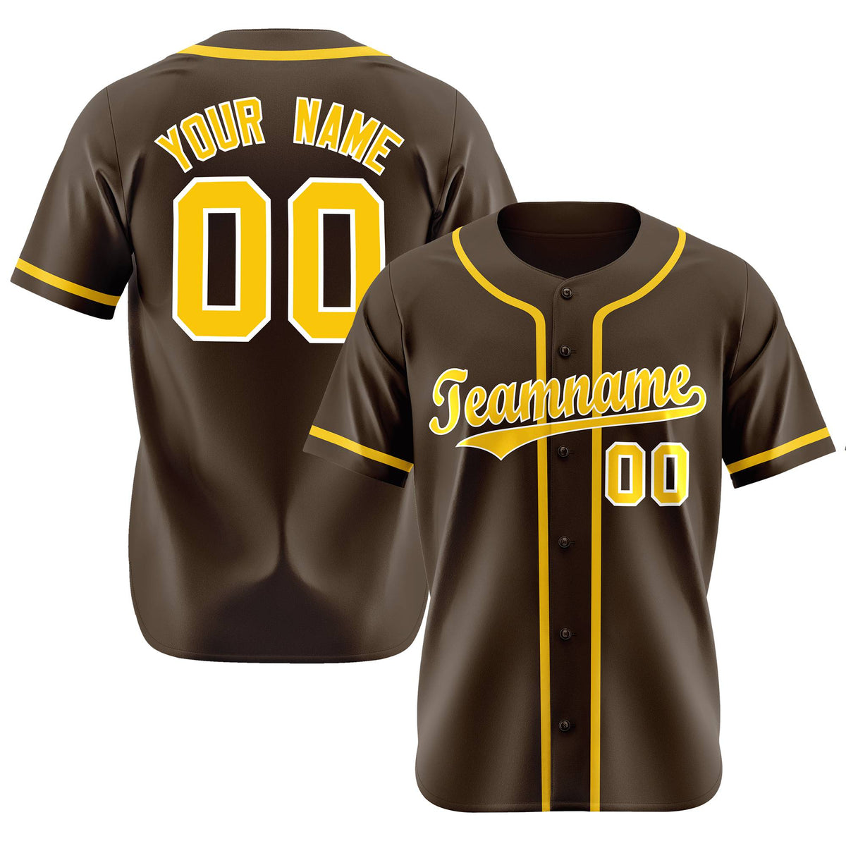 Custom Brown Glod Classic Style Authentic Baseball Jersey