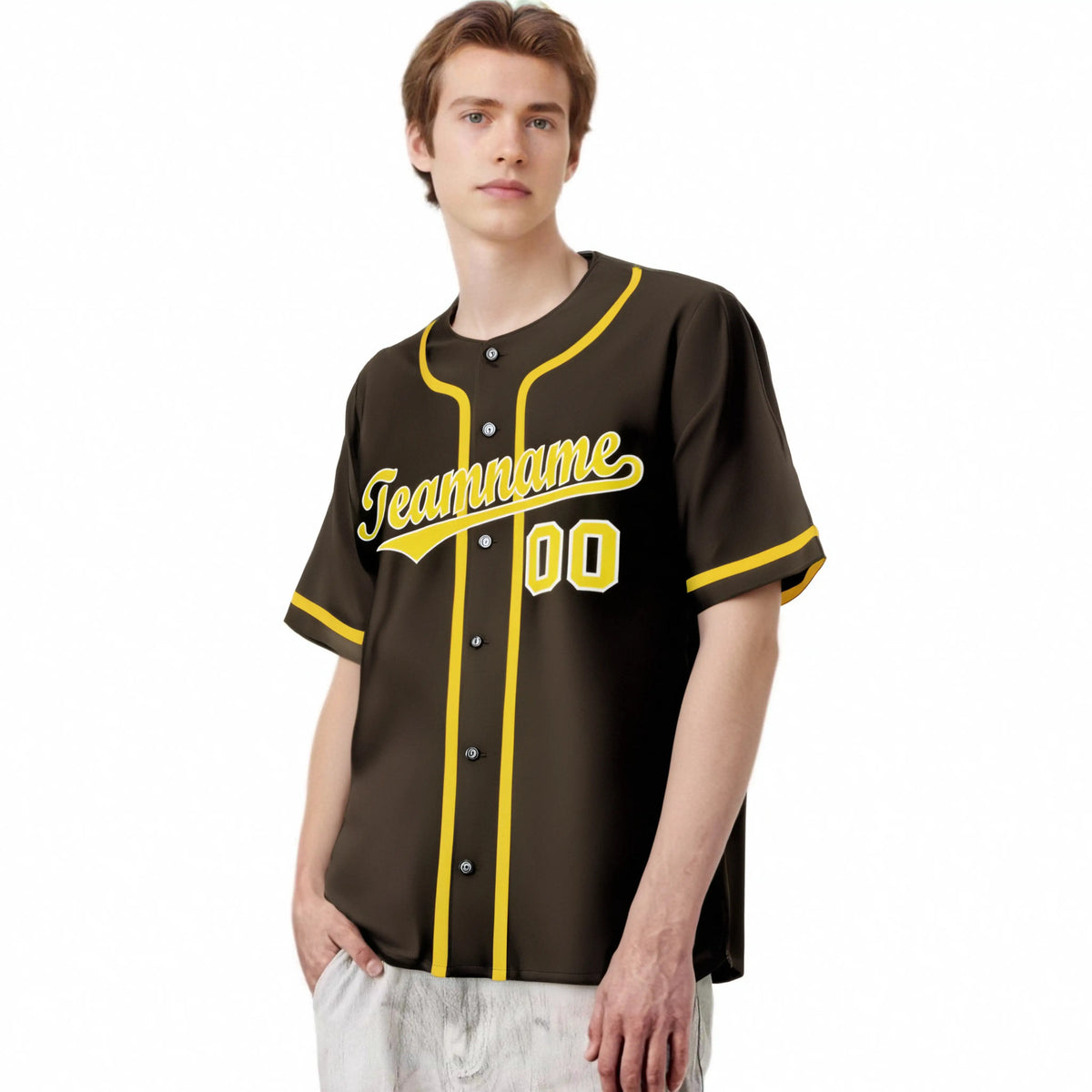 Custom Brown Glod Classic Style Authentic Baseball Jersey