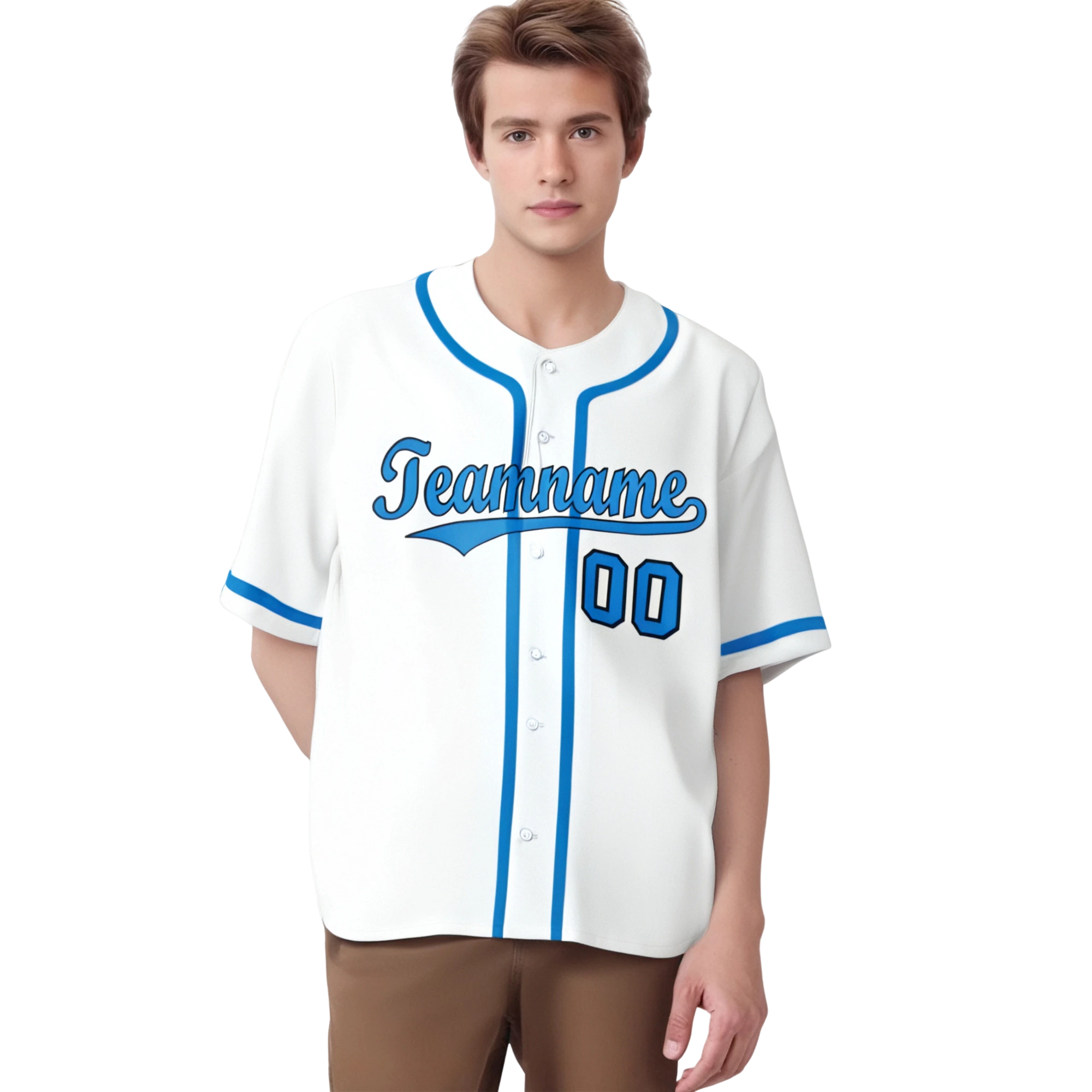 Custom White Powder Blue Classic Style Authentic Baseball Jersey