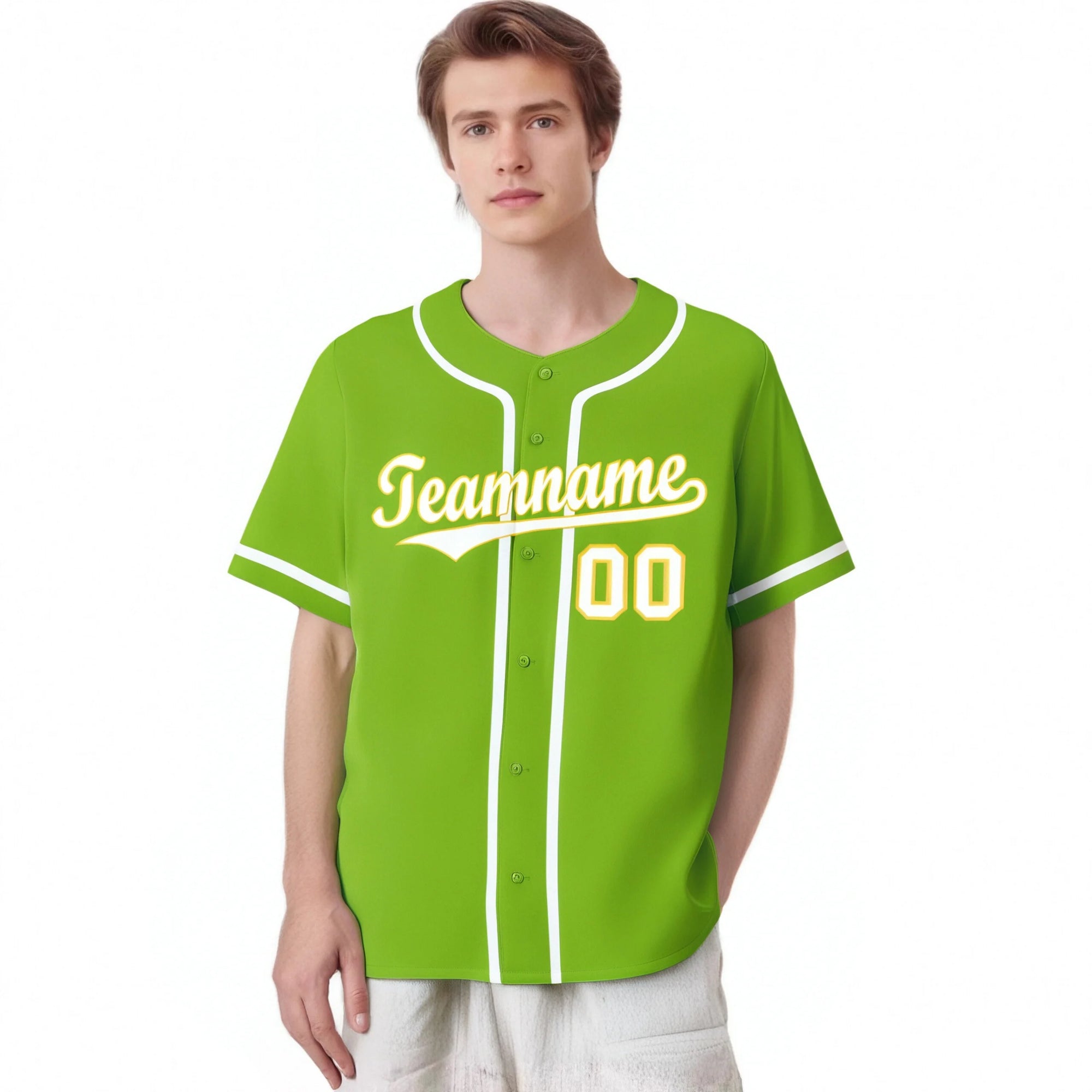 Custom Neon Green White Classic Style Authentic Baseball Jersey