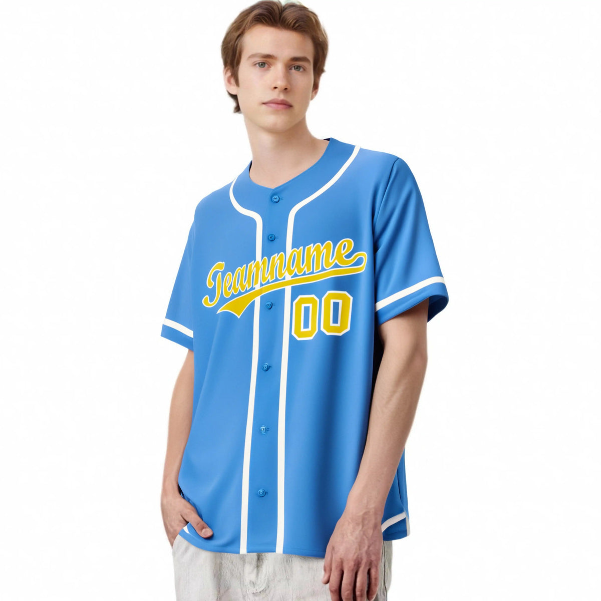 Custom Powder Blue White Classic Style Authentic Baseball Jersey