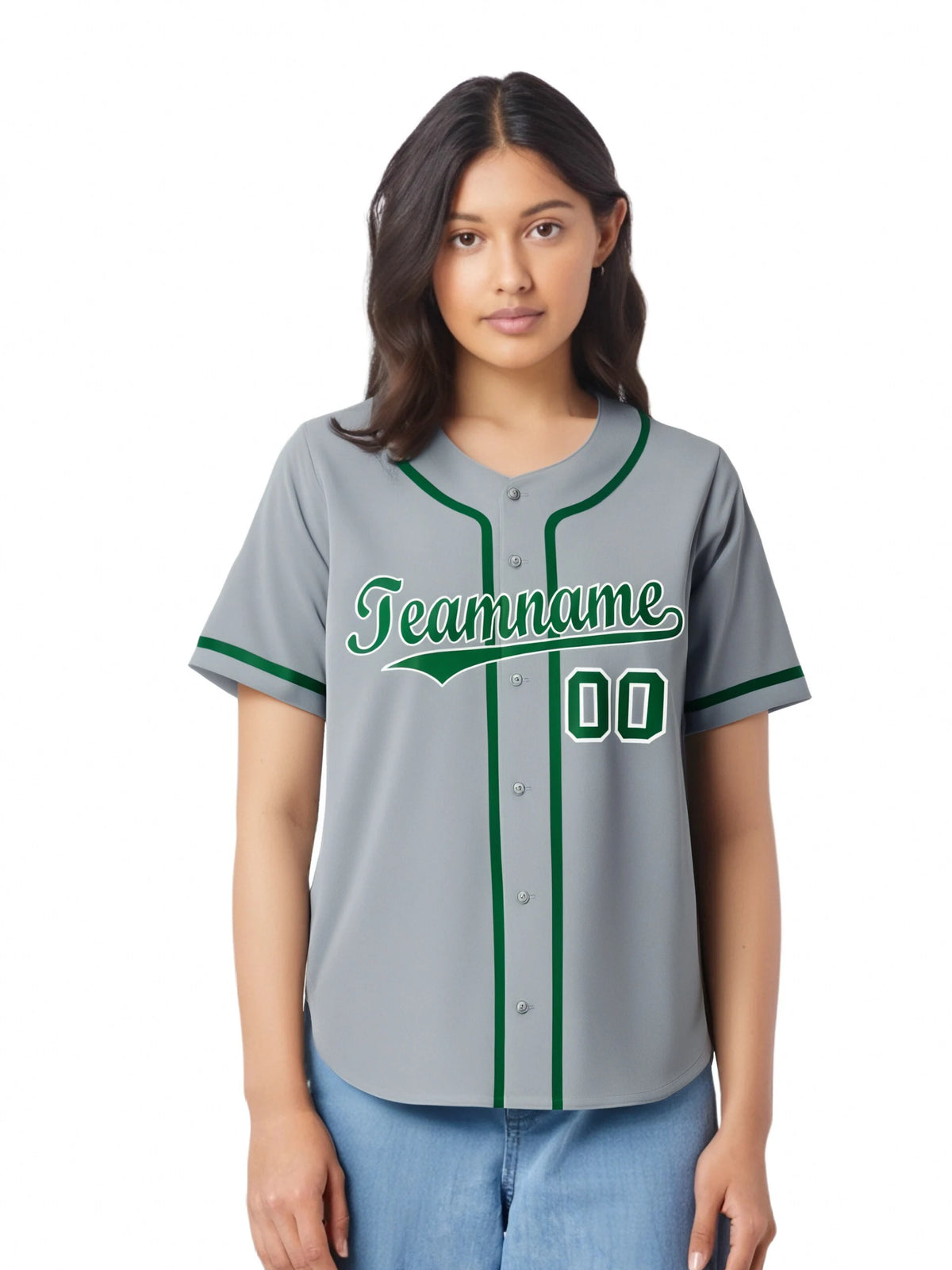 Custom Gray Kelly Green Classic Style Authentic Baseball Jersey