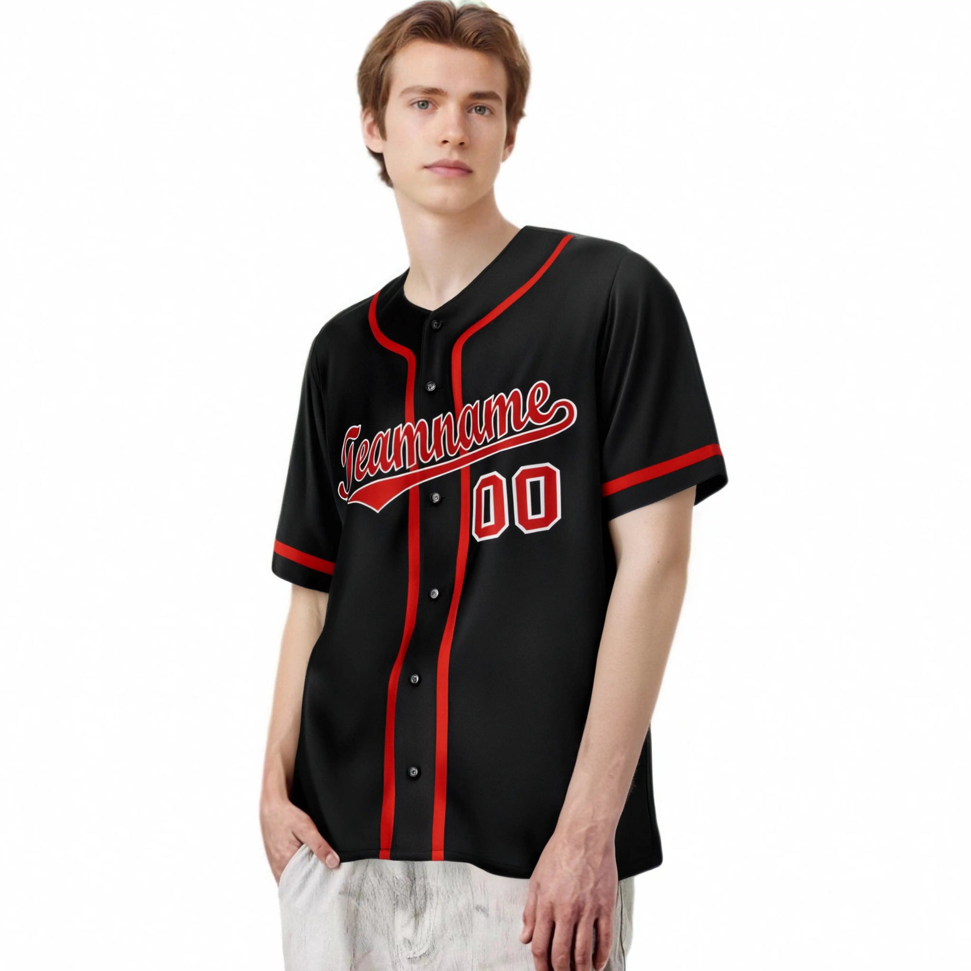 Custom Black Red Classic Style Authentic Baseball Jersey