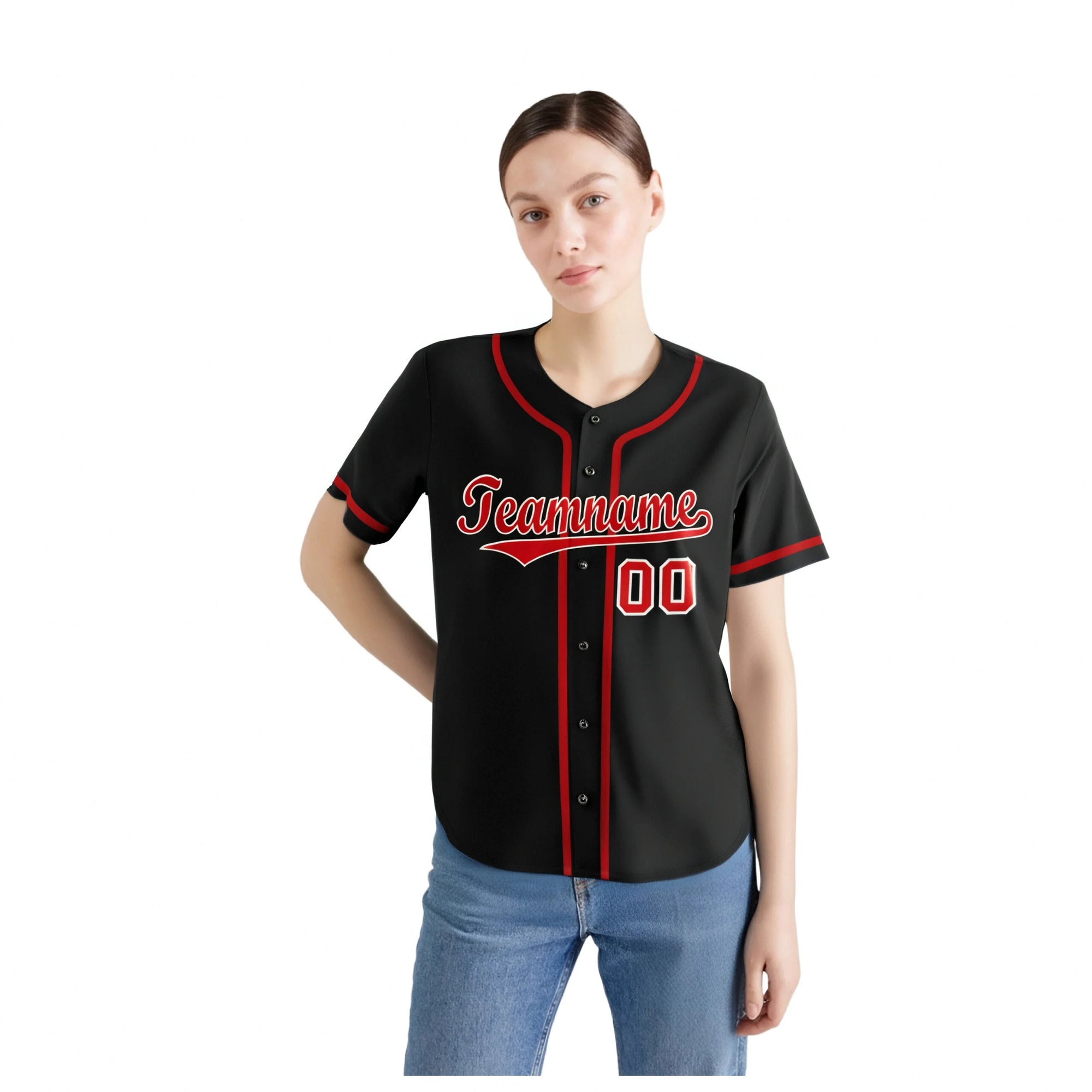 Custom Black Red Classic Style Authentic Baseball Jersey