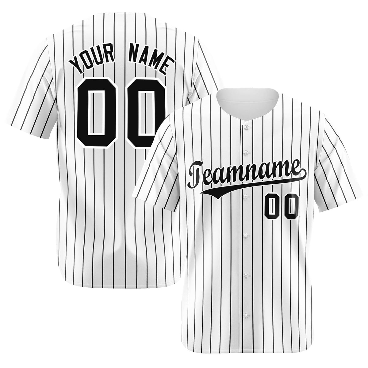 Custom White Black Pinstripe Authentic Baseball Jersey